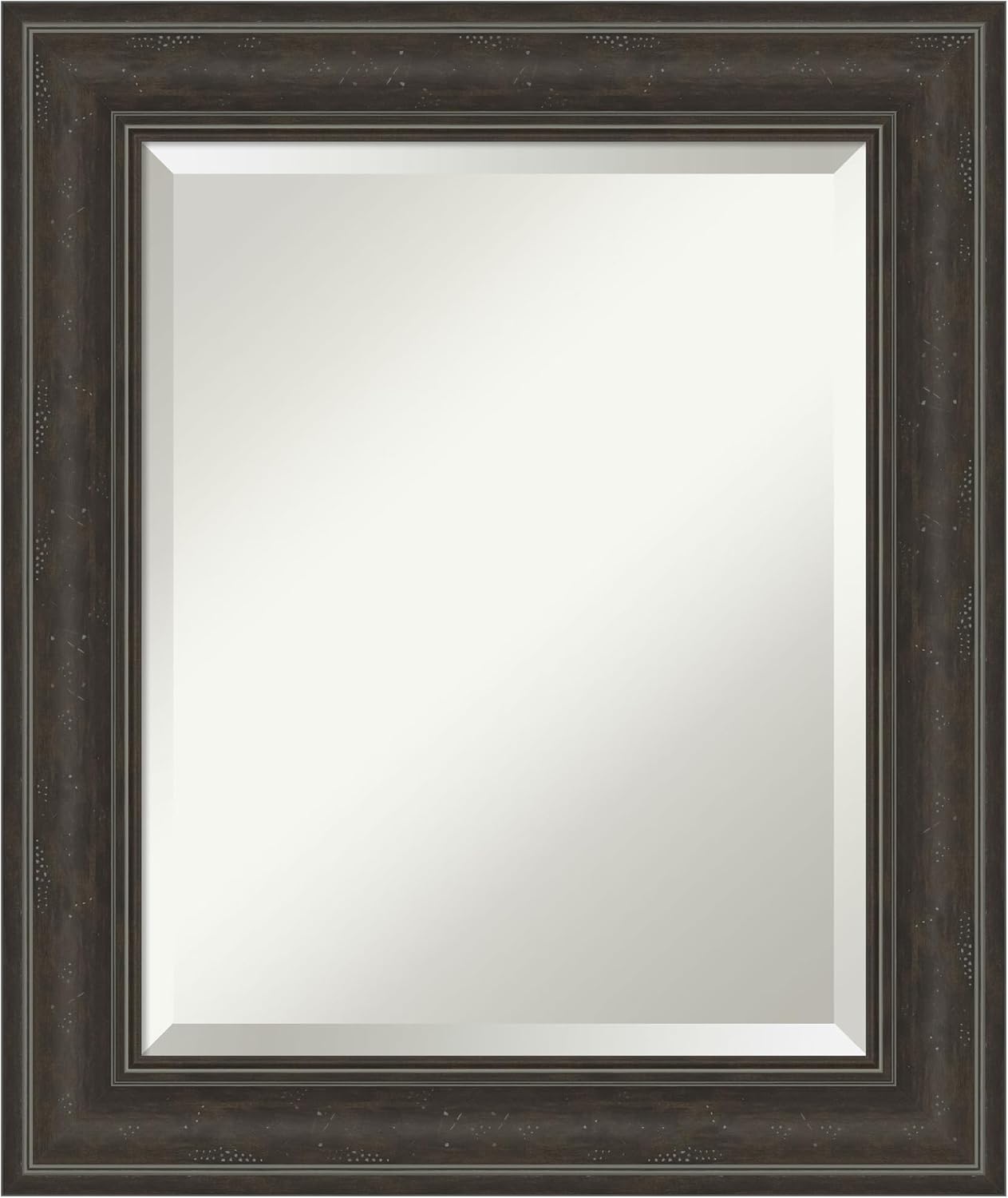 Amanti Art Brown Wall Mirror 26x22 Shipwreck Greywash Rectangle Bathroom Mirror for Wall Decor Living Room, Small Traditional Frame, Hangs Horizonally and Vertically, Bathroom Decor, Beveled Edge
