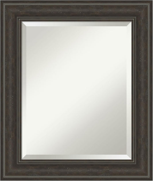 Amanti Art Brown Wall Mirror 26x22 Shipwreck Greywash Rectangle Bathroom Mirror for Wall Decor Living Room, Small Traditional Frame, Hangs Horizonally and Vertically, Bathroom Decor, Beveled Edge