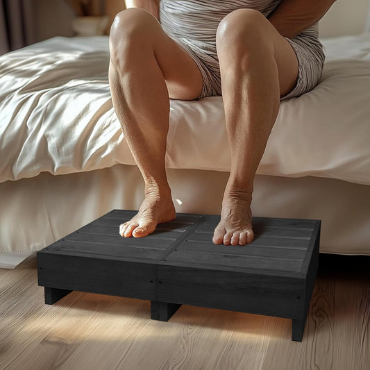 Wooden Step Stool 6” Height, Step Stools for Bed, Bed Steps for High Beds for Adults and Elderly, Step Stool for Bedroom, Kitchen, Living Room, Black