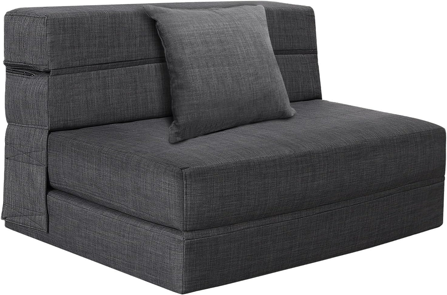 Fold Sofa Bed Couch Twin Size with Pillow Memory Foam Convertible Sleeper Chair Bed Futon Lazy for Living Room/Home Office/Guest Beds/Apartment/Upstairs Loft,Dark Gray