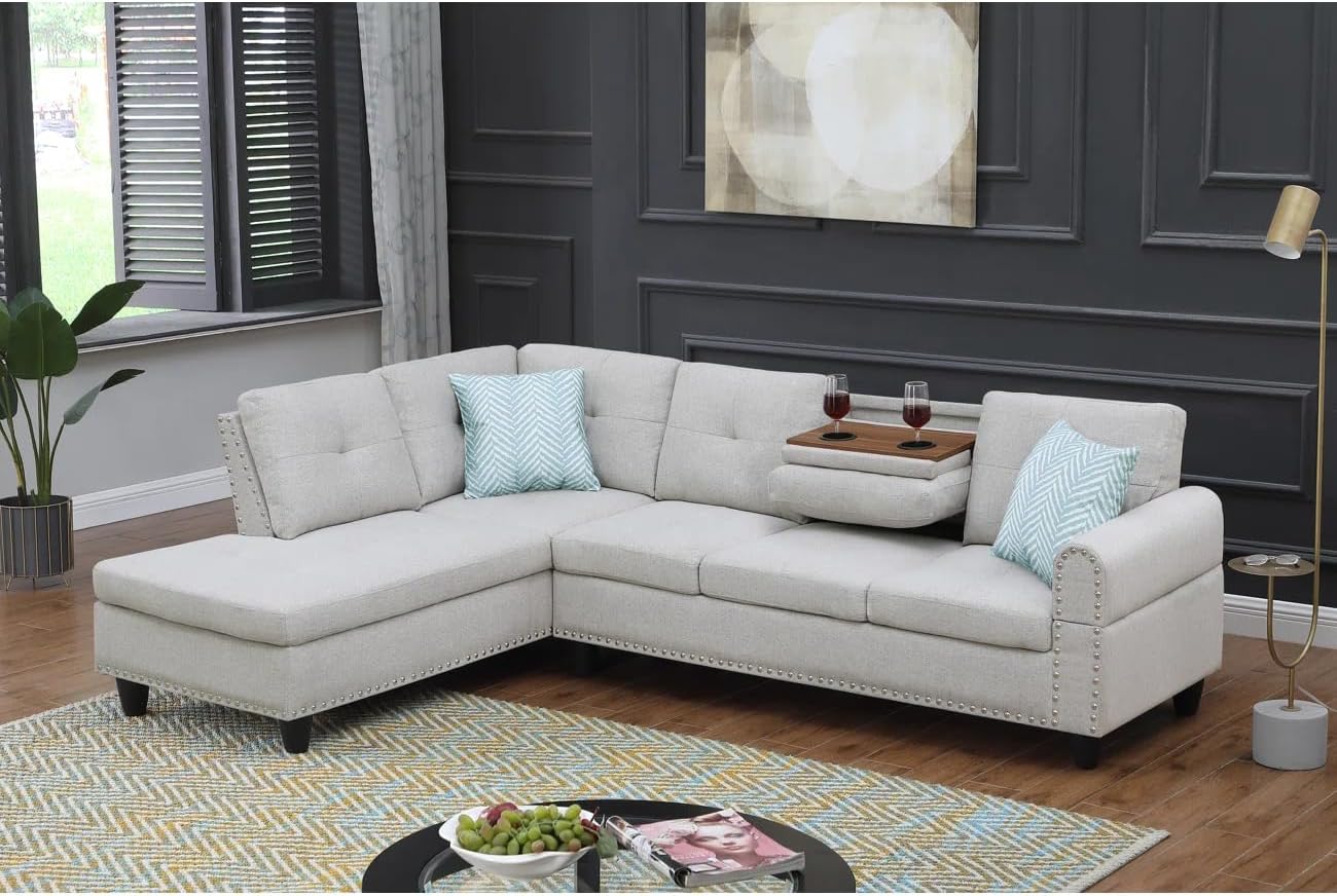 Halibur Sectional Sofa or Couch for Living Room, Apartment, Bedroom, Office