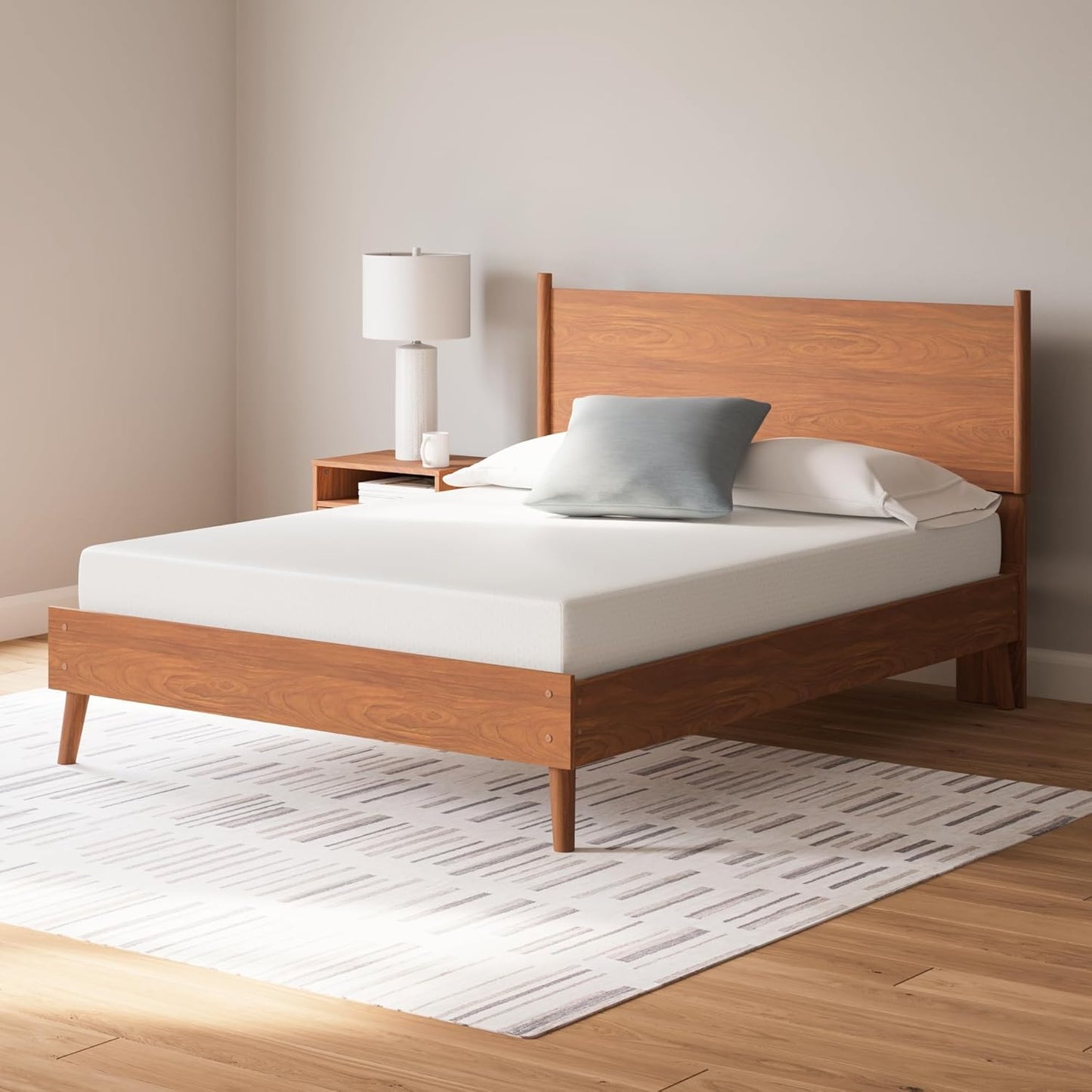 Signature Design by Ashley King Size Chime 8 Inch Medium Firm Gel Memory Foam Mattress with Green Tea & Charcoal Extract, Fiberglass Free, Mattress In A Box