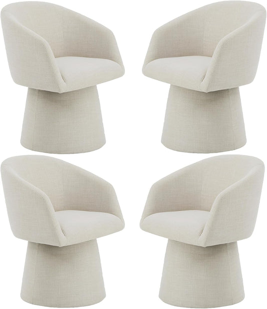 Swivel Dining Chairs Modern Accent Armchair Side Deskchair for Diningroom Vanity Bedroom Livingroom Reading Room,Linen,4 Box