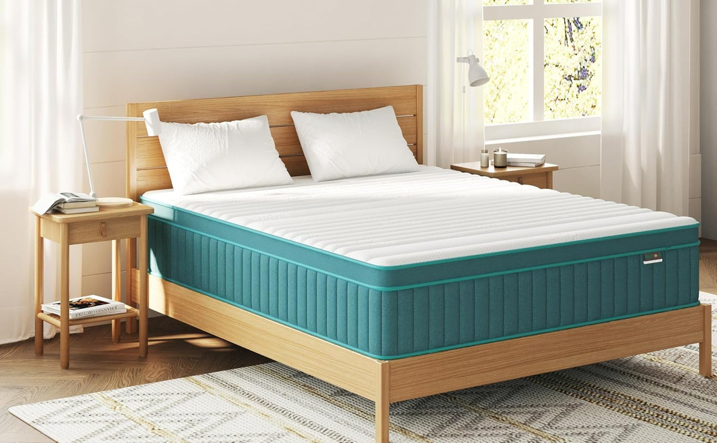 Firm Queen Mattress, 14 Inch Cooling-Gel Memory Foam & Pocket Spring Hybrid Mattress,Firm Feel,Bed Mattresses in a Box, CertiPUR-US Certified