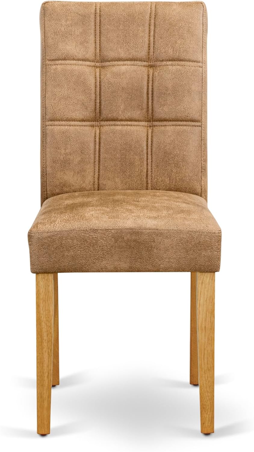 East West Furniture DLAS3-OAK-28 3 Piece Dining Table Set Includes A Wooden Table and 2 Brown Textured Polyester Fabric Mid Century Modern Chairs, Oak