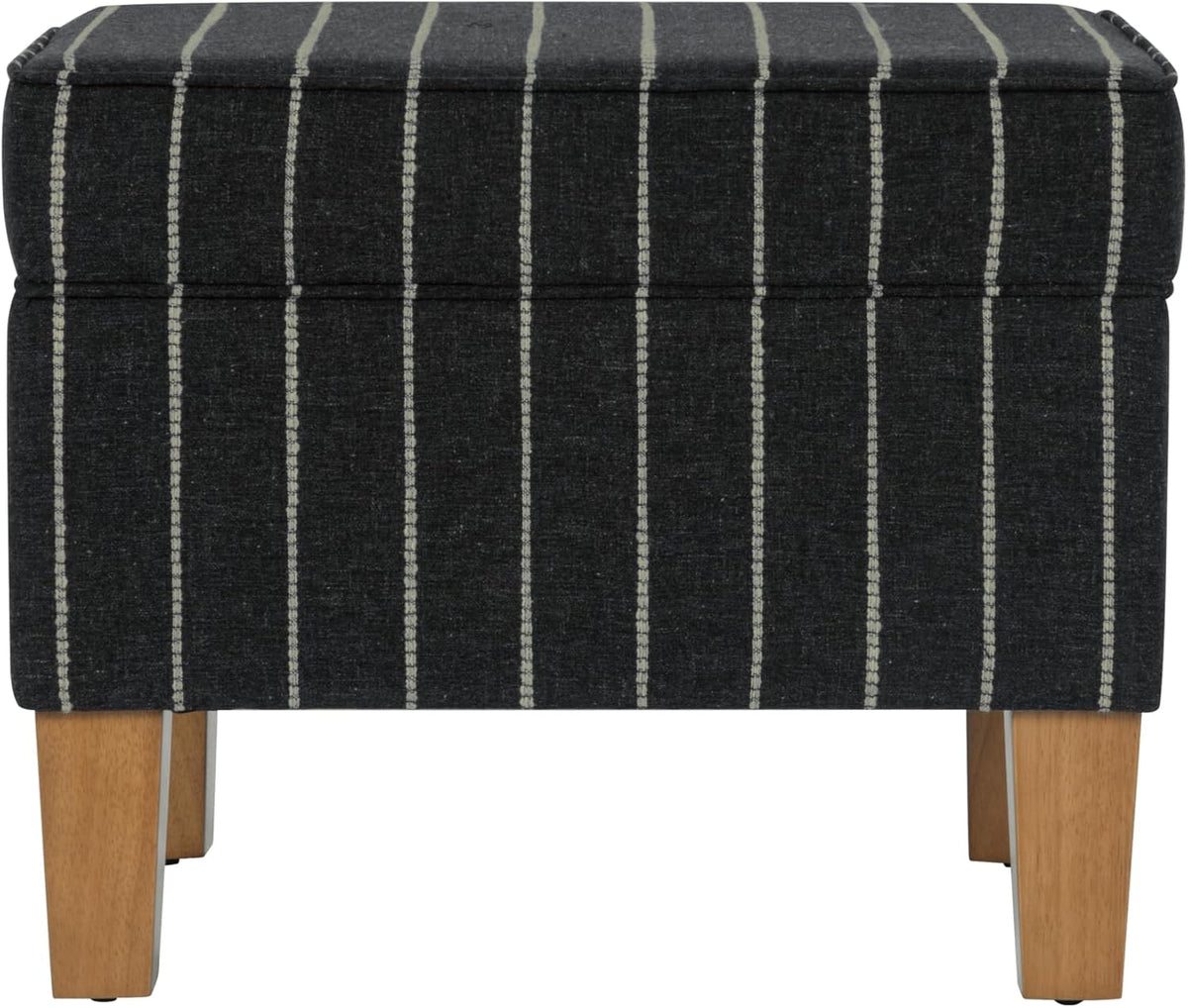 Home Decor | Dinah Collection Modern Storage Ottoman | Ottoman with Storage for Living Room & Bedroom(Black with Boucle Stripe)