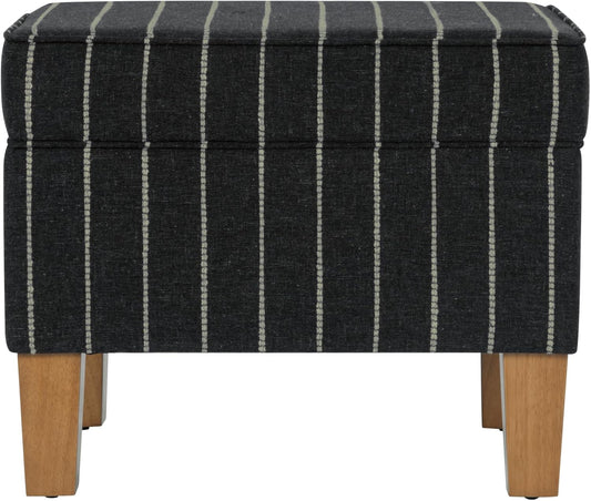 Home Decor | Dinah Collection Modern Storage Ottoman | Ottoman with Storage for Living Room & Bedroom(Black with Boucle Stripe)
