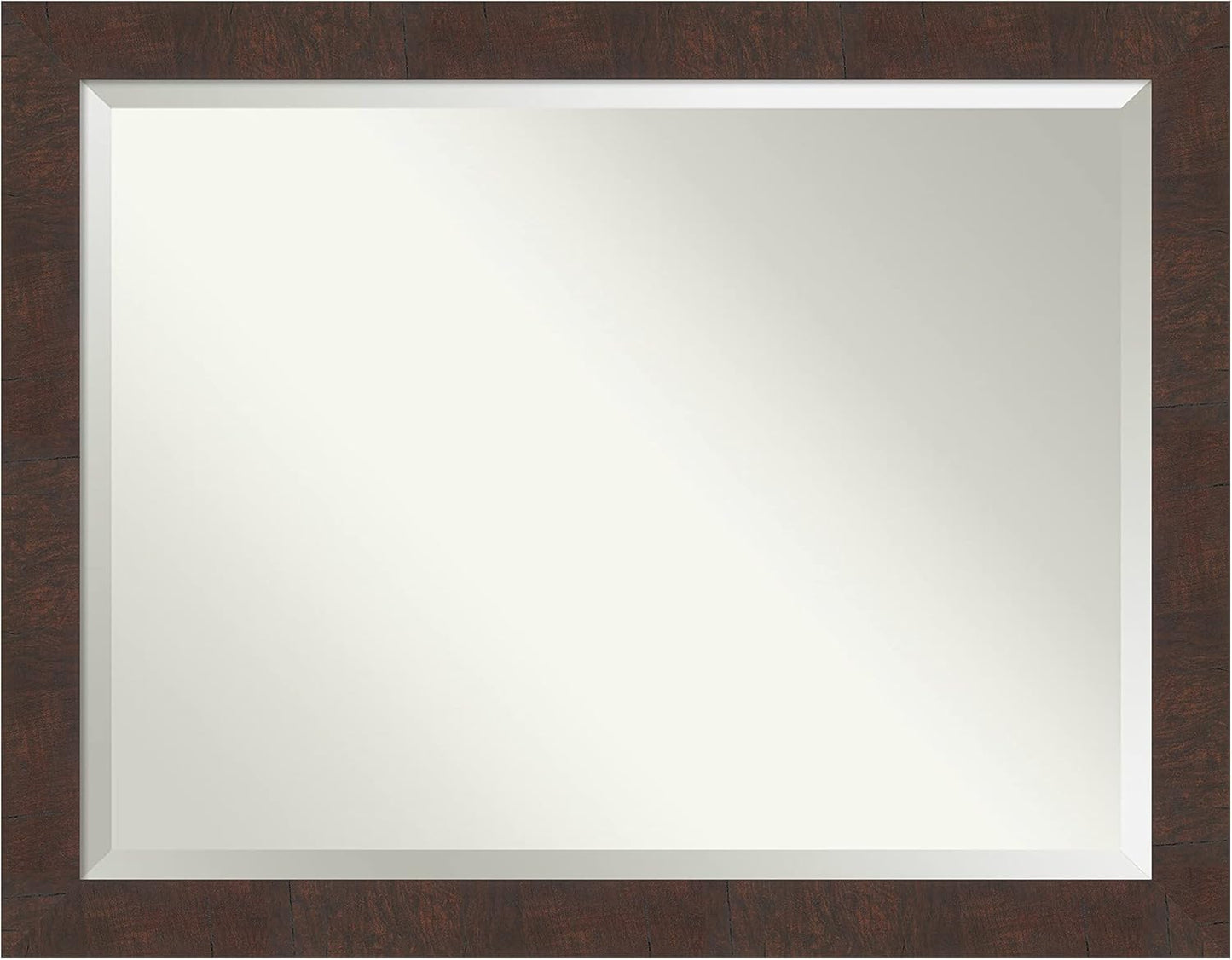 Amanti Art Brown Wall Mirror 35x45 Wildwood Brown Rectangle Bathroom Mirror for Wall Decor Living Room, X-Large Rustic Farmhouse Frame, Hangs Horizonally and Vertically, Bathroom Decor, Beveled Edge