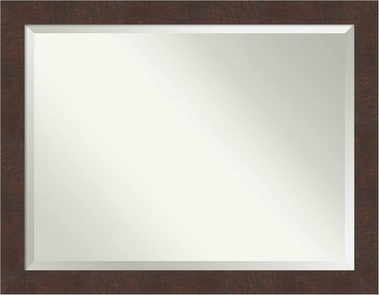 Amanti Art Brown Wall Mirror 35x45 Wildwood Brown Rectangle Bathroom Mirror for Wall Decor Living Room, X-Large Rustic Farmhouse Frame, Hangs Horizonally and Vertically, Bathroom Decor, Beveled Edge