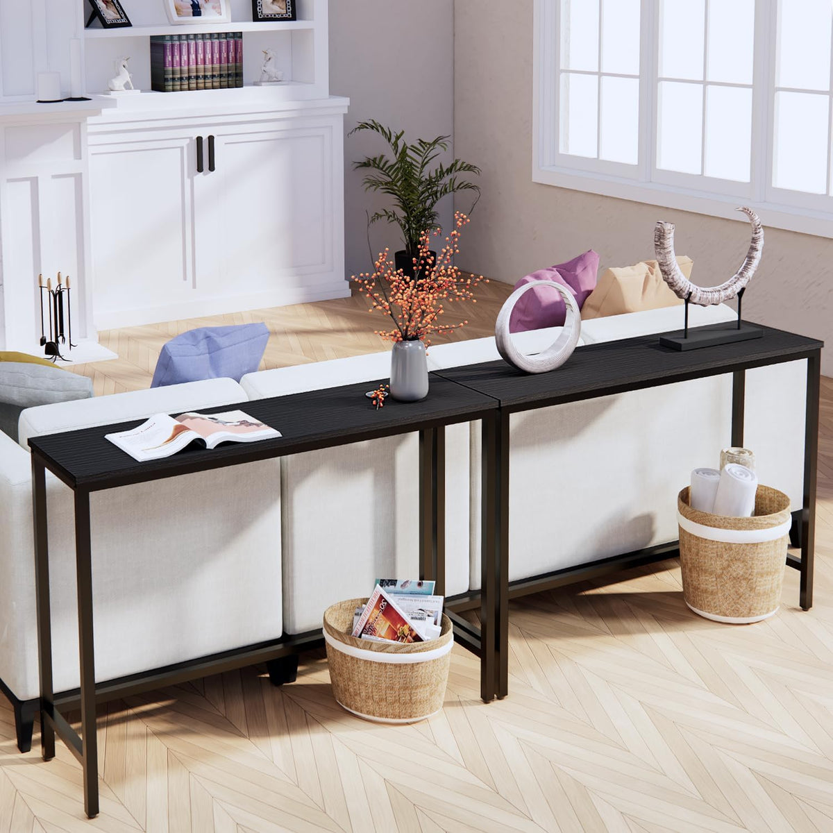 39.4” Console Table, Hallway Entrance Table Sofa Table Behind Couch, for Living Room, Entryway, Easy Assembly, Accent Table, Black