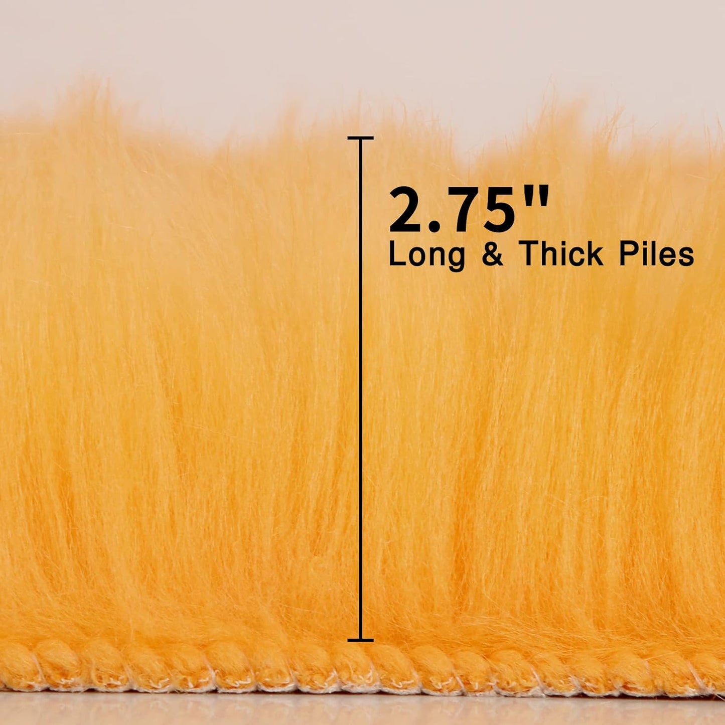 duduta Yellow Faux Sheepskin Throw Rug 2x3 ft, Fluffy Shag Fur Chair Cover Small Bedside Dorm Rug Non Slip Machine Washable