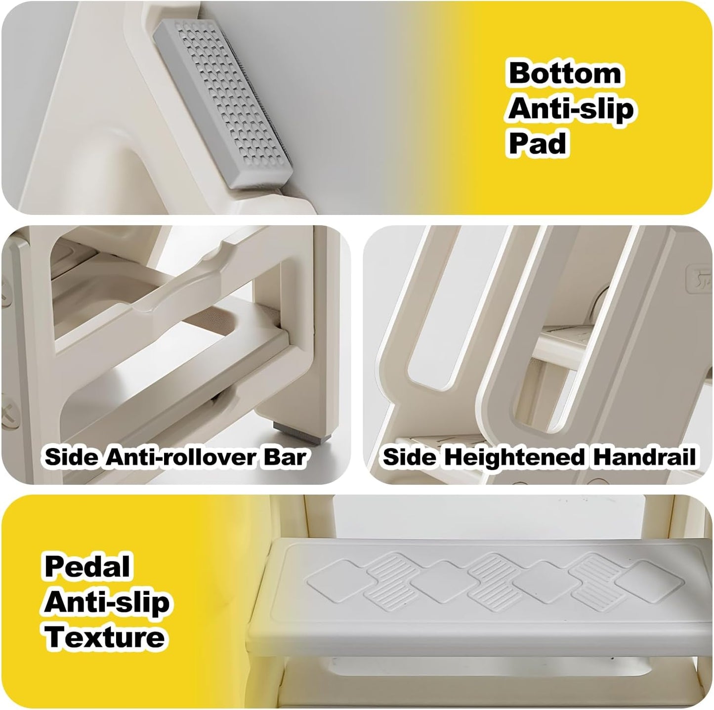 Kids Step Stool for Bathroom, Non-Slip Toddler Step Stool Kitchen Helper, 150lbs Load Bearing Foldable Toddler Tower for Kitchen Counter, Kids Stool for Bathroom Sink