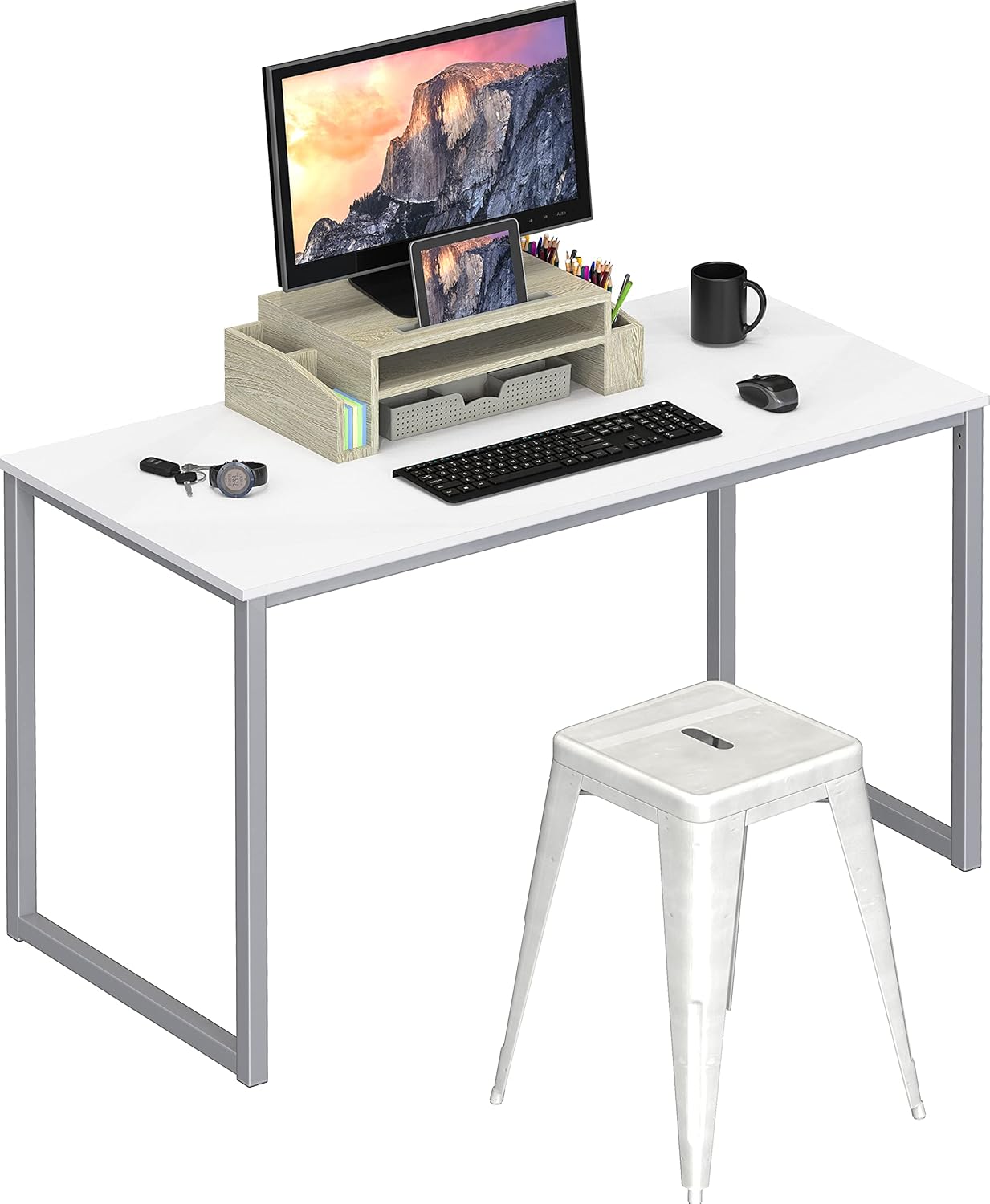 SHW Mission 40-Inch Home Office Computer Desk, White