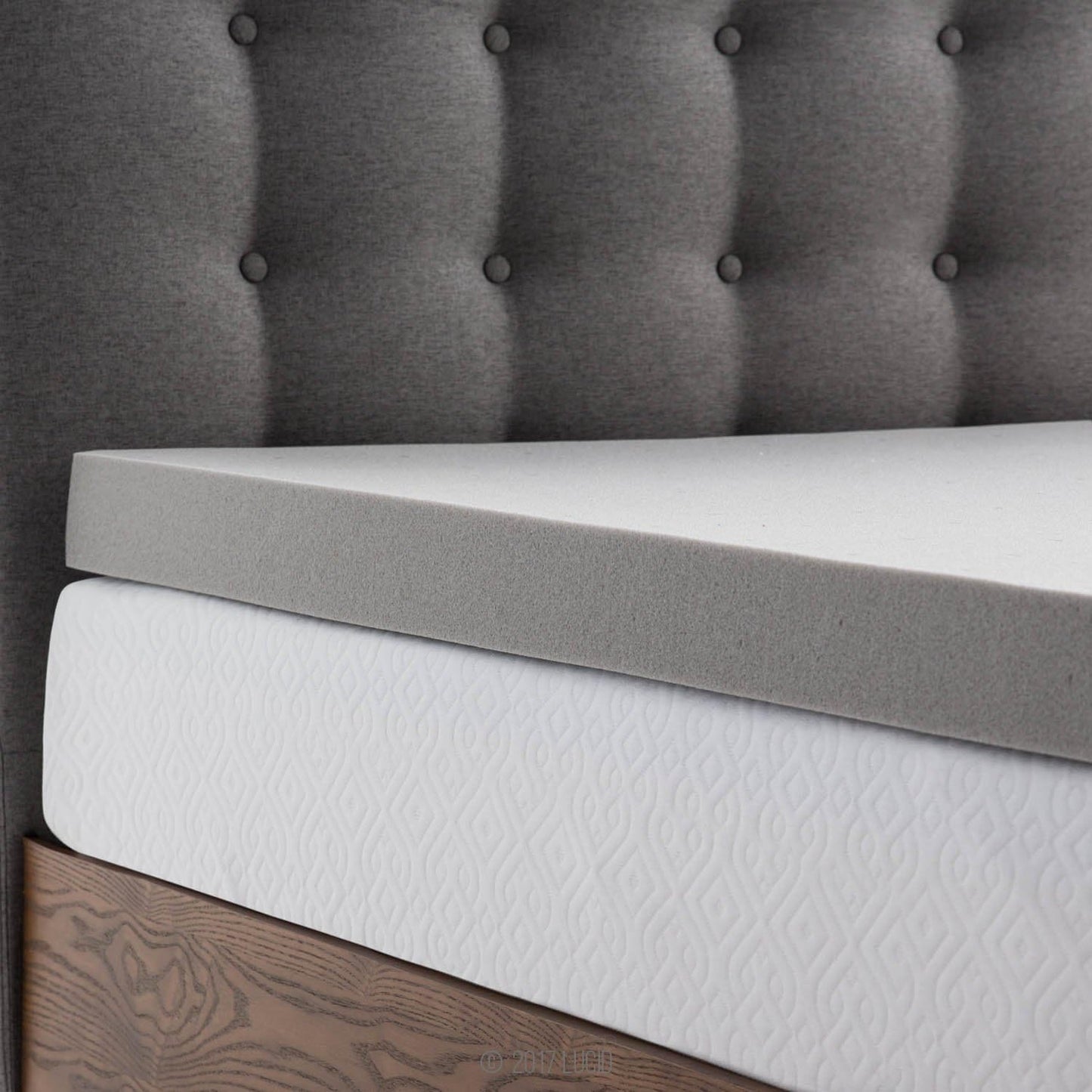 Lucid 3 Inch Ventilated Bamboo Charcoal Memory Foam Mattress Topper, CertiPUR-US Certified, Moisture and Odor Control-Twin