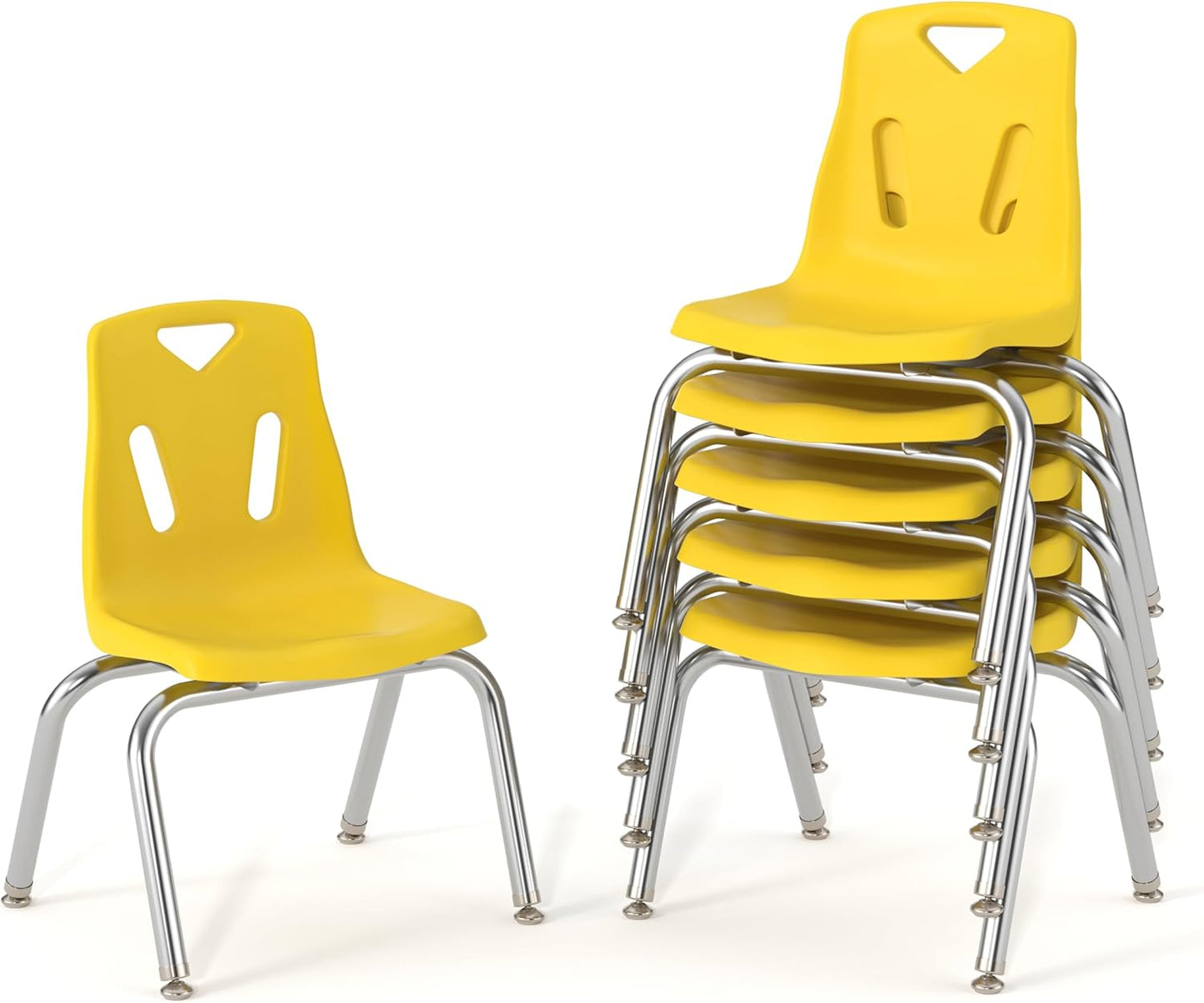 Berries Jonti-Craft 8146JC6007 Stacking Chairs with Chrome-Plated Legs, 16" Height, Yellow, Pack of 6