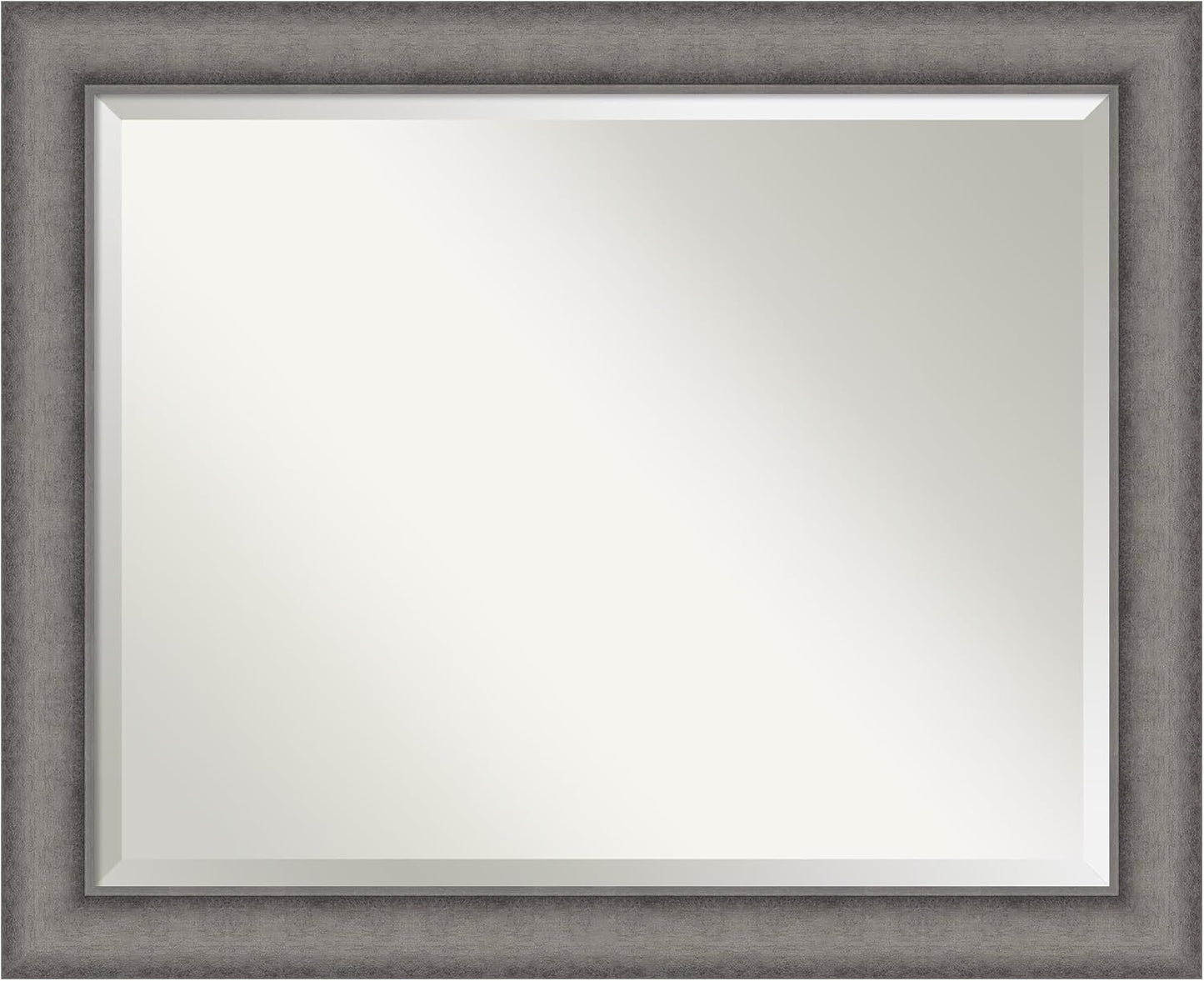 Amanti Art Grey Wall Mirror 27x33 Burnished Concrete Rectangle Bathroom Mirror for Wall Decor Living Room, Large Modern Contemporary Wood Frame, Hangs Horizonally and Vertically, Bathroom Decor