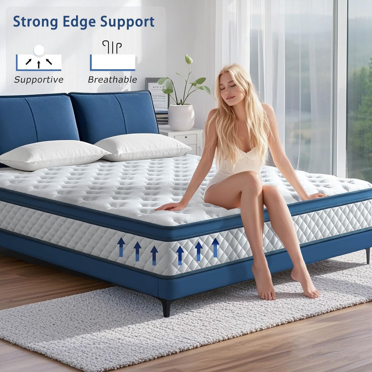 Queen Mattress 10 Inch Medium Firm,Hybrid Queen size Bed Mattress, Memory Foam Mattresses in a Box for Pressure Relief, Individual Pocket Spring-Motion Isolation with Edge Support, CertiPUR-US