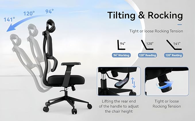Ergonomic Mesh Office Chair 400LBS Big and Tall Desk Chair Ergonomic Office Chair with Lumbar Support, Comfortable Computer & Gaming Chair, Black