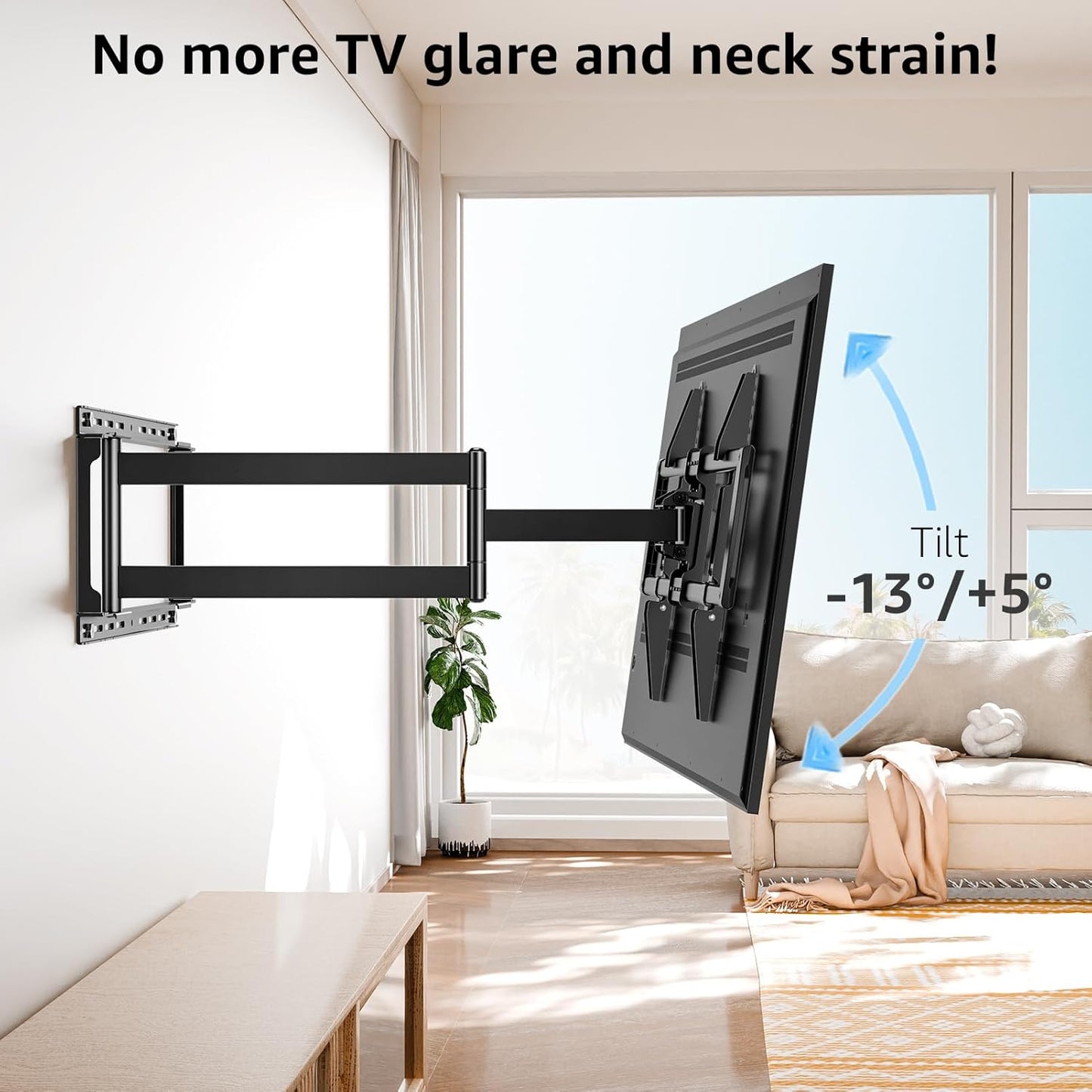 MOUNTUP Long Arm TV Wall Mount for Most 37''-82'' TVs, Corner TV Wall Mount with 30'' Extension Full Motion TVs Mount with Swivel Tilt Max VESA 600x400mm Load Up to 88 LBS, Fit 16/18/24'' Stud MU0019
