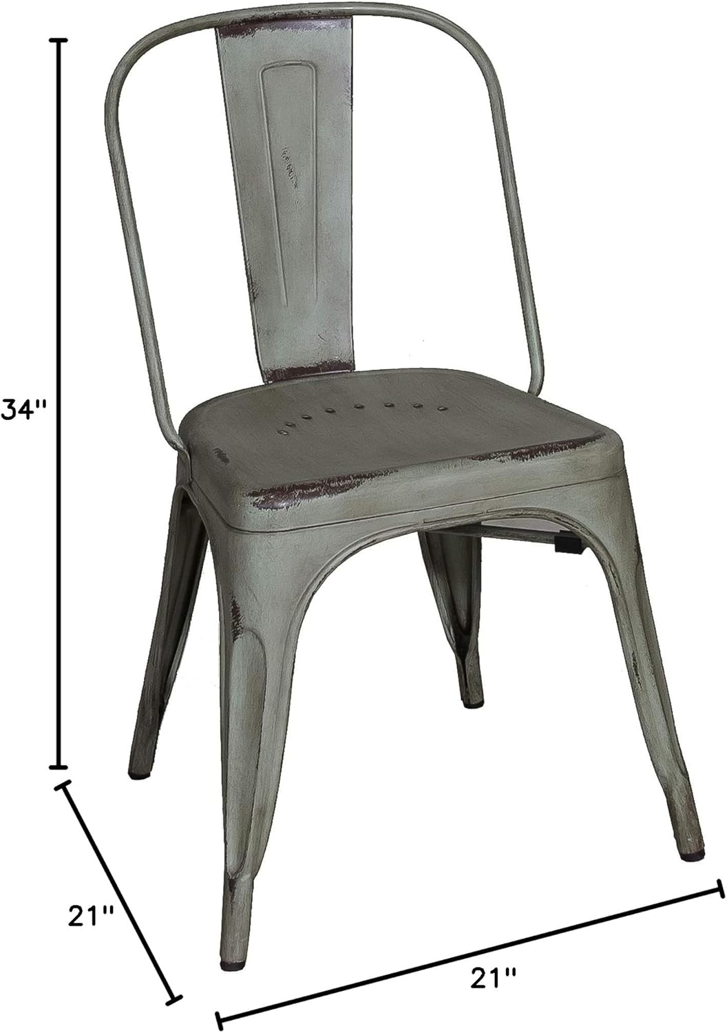 Liberty Furniture Industries Vintage Series Bow Back Side Chair - Green, W21 x D21 x H34, Metal