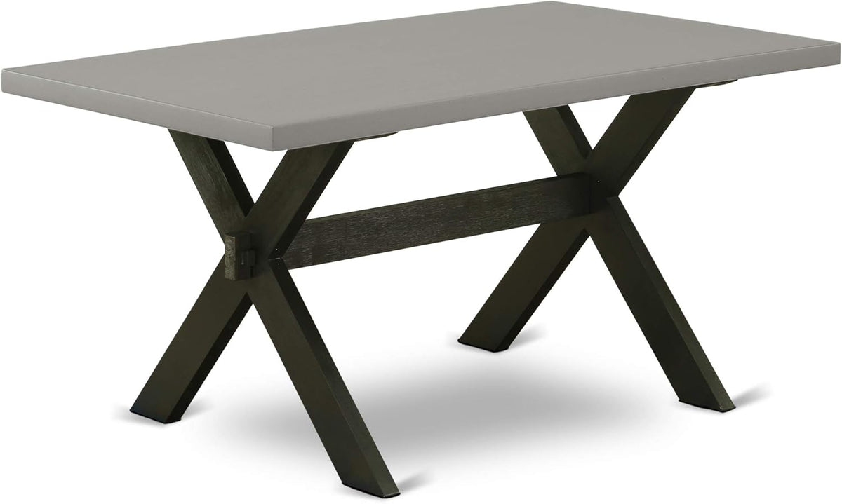 East West Furniture X697DR124-7 7 Piece Dinette Set Consist of a Rectangle Dining Room Table with X-Legs and 6 Black Color Linen Fabric Upholstered Parson Chairs, 40x72 Inch, Multi-Color