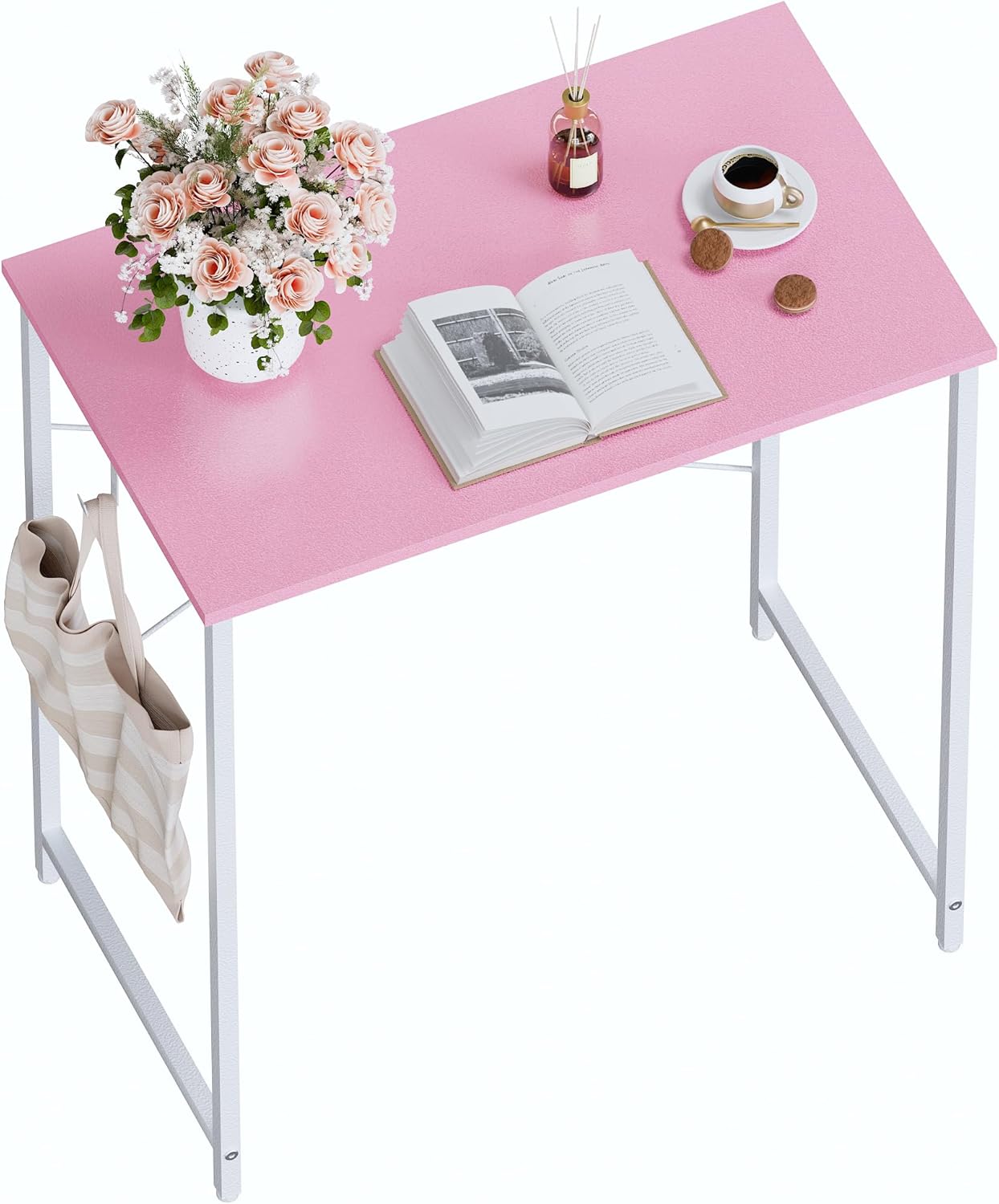 Pamray 23 Inch Computer Desk for Small Spaces, Home Office Work Desk with Headphone Hook, Small Office Desk Study Writing Table