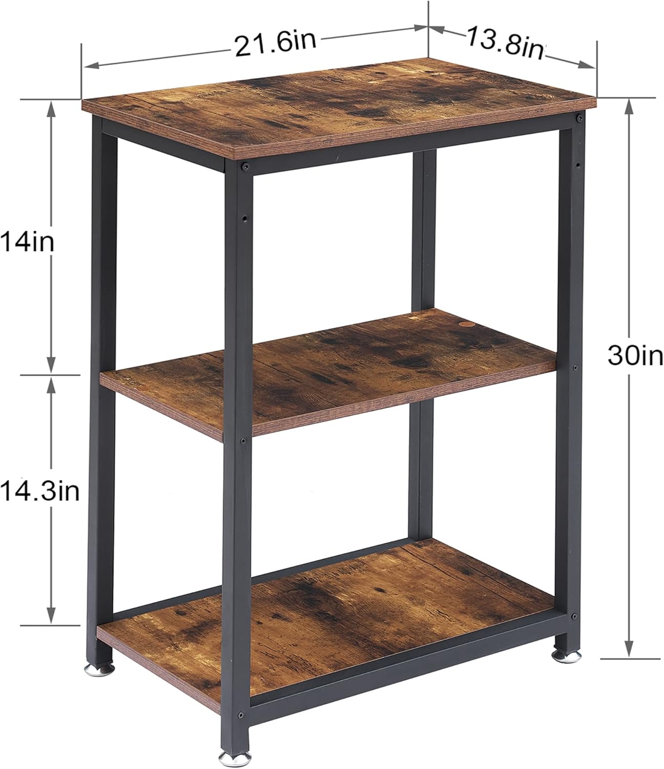 VECELO Tall End Side Table,30" Height Nightstand with 3-Tier Storage Shelf for Living Room Bedroom Office Hallway Study