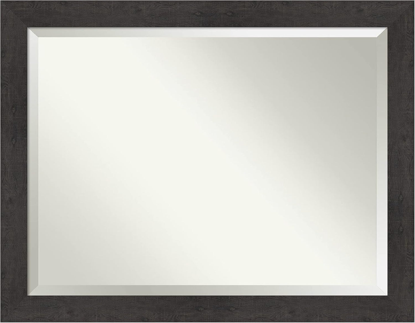 Amanti Art Brown Bathroom Mirror for Over Sink, 36x46 Rustic Plank Espresso Rectangle Vanity Mirror, X-Large Rustic Farmhouse Frame, Hangs Horizonally and Vertically, Bathroom Wall Decor, Beveled Edge