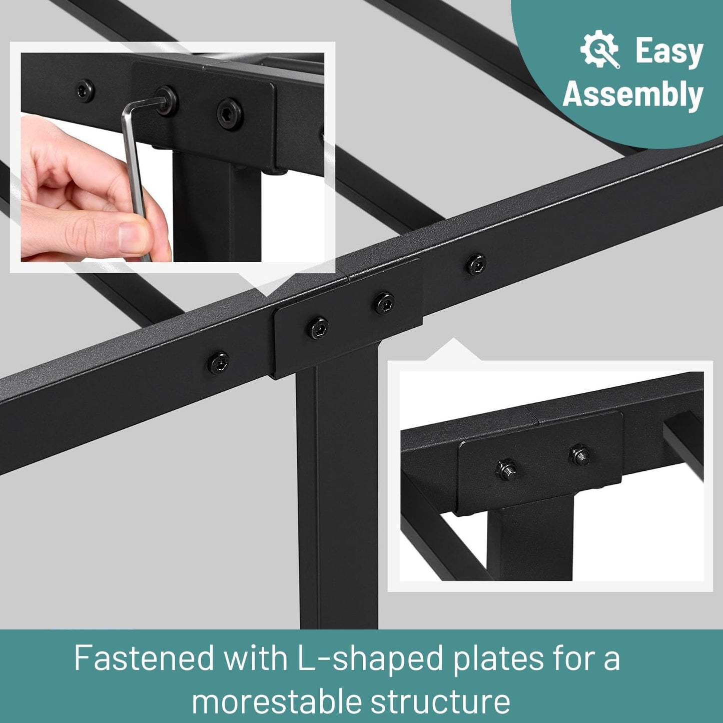 Full Size Bed Frame-Classic Metal Platform Bed Frame Mattress Foundation with Victorian Style Iron-Art Headboard/Footboard/Under Bed Storage/No Box Spring Needed/Black