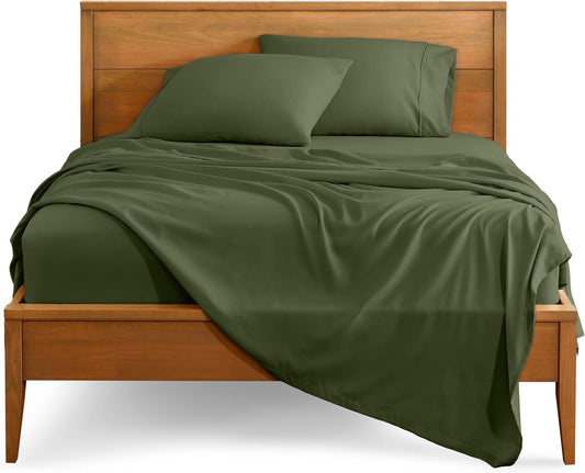 Bare Home Full XL Sheet Set - Luxury 1800 Ultra-Soft Microfiber Full Extra Long Bed Sheets - Double Brushed - Deep Pockets - Easy Fit - 4 Piece Set - Bedding Sheets & Pillowcases (Full XL, Cypress)