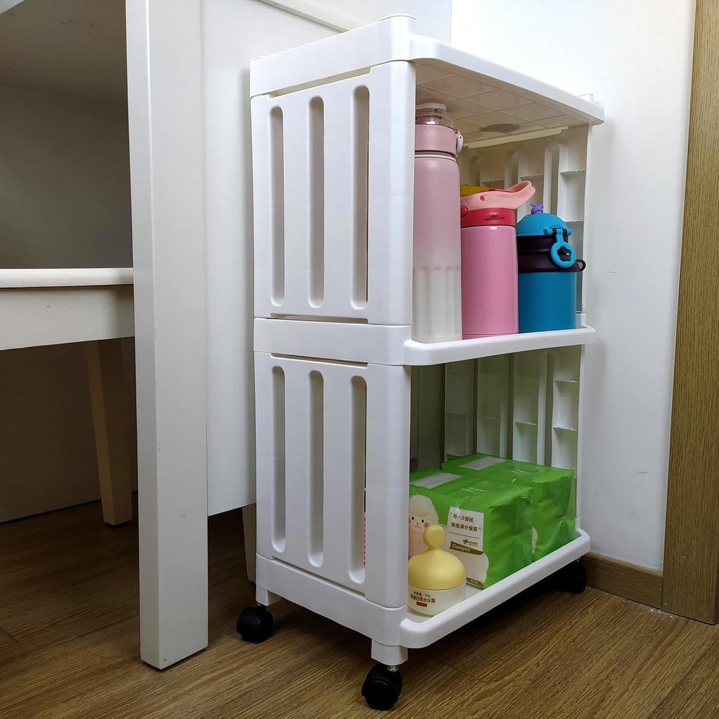 3 Tier Rolling Storage Cart for Bathroom Toilet Side Storage Shelf with Wheels Movable Organization Rack Organizer Shelving Unit Bathroom Cart Office Cart (Normal Size)