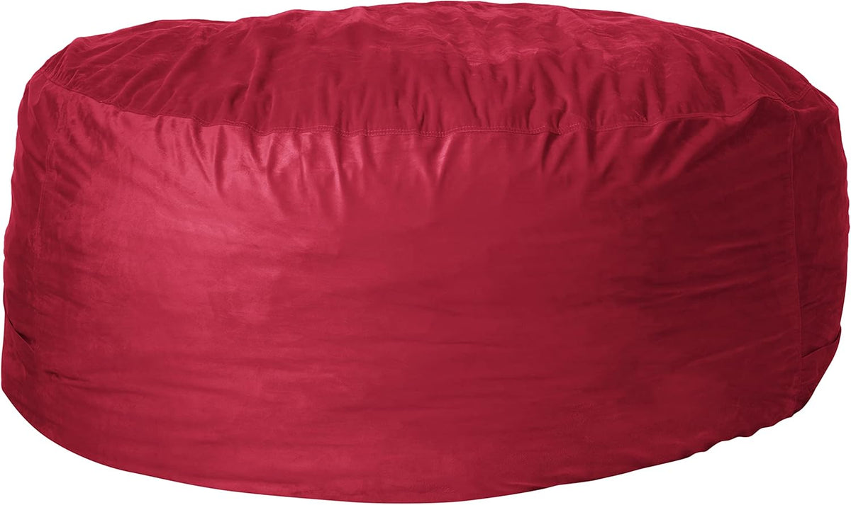 Sofa Sack Bean Bag Chair Cover Only, for Adults and Kids, Without Filling Comfy Fluffy Round or Oval Beanbag Chair Cover Replacement, Lazy Sofa Cover for Reading Chair or Floor Chair, 6-Feet, Cinnabar