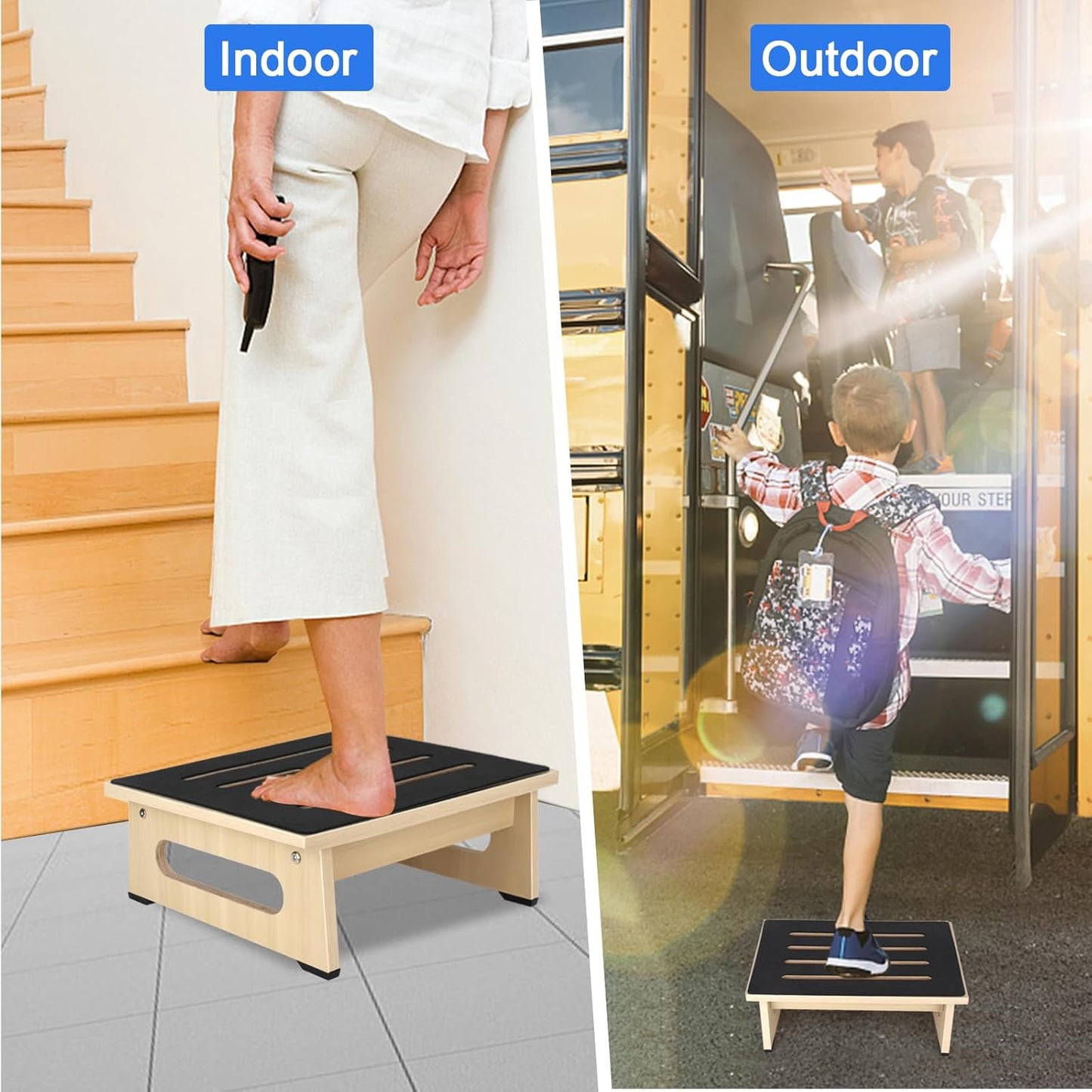 One Step Stool for Adults Seniors with Non-Slip Rubber Stepping Feet, Heavy Duty Platform Step Stools, 5.5 in Portable Bed Steps for High Beds for Bathroom, Bedroom, Kitchen & Bedside Kids Support