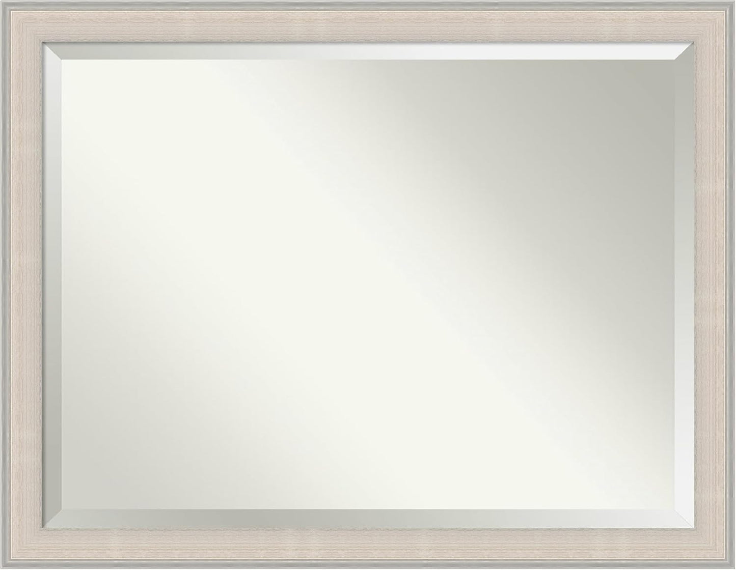 Amanti Art White Bathroom Mirror for Over Sink, 35x45 Cottage White Silver Rectangle Vanity Mirror, X-Large Coastal Wood Frame, Hangs Horizonally and Vertically, Bathroom Wall Decor, Beveled Edge