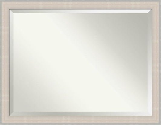 Amanti Art White Bathroom Mirror for Over Sink, 35x45 Cottage White Silver Rectangle Vanity Mirror, X-Large Coastal Wood Frame, Hangs Horizonally and Vertically, Bathroom Wall Decor, Beveled Edge