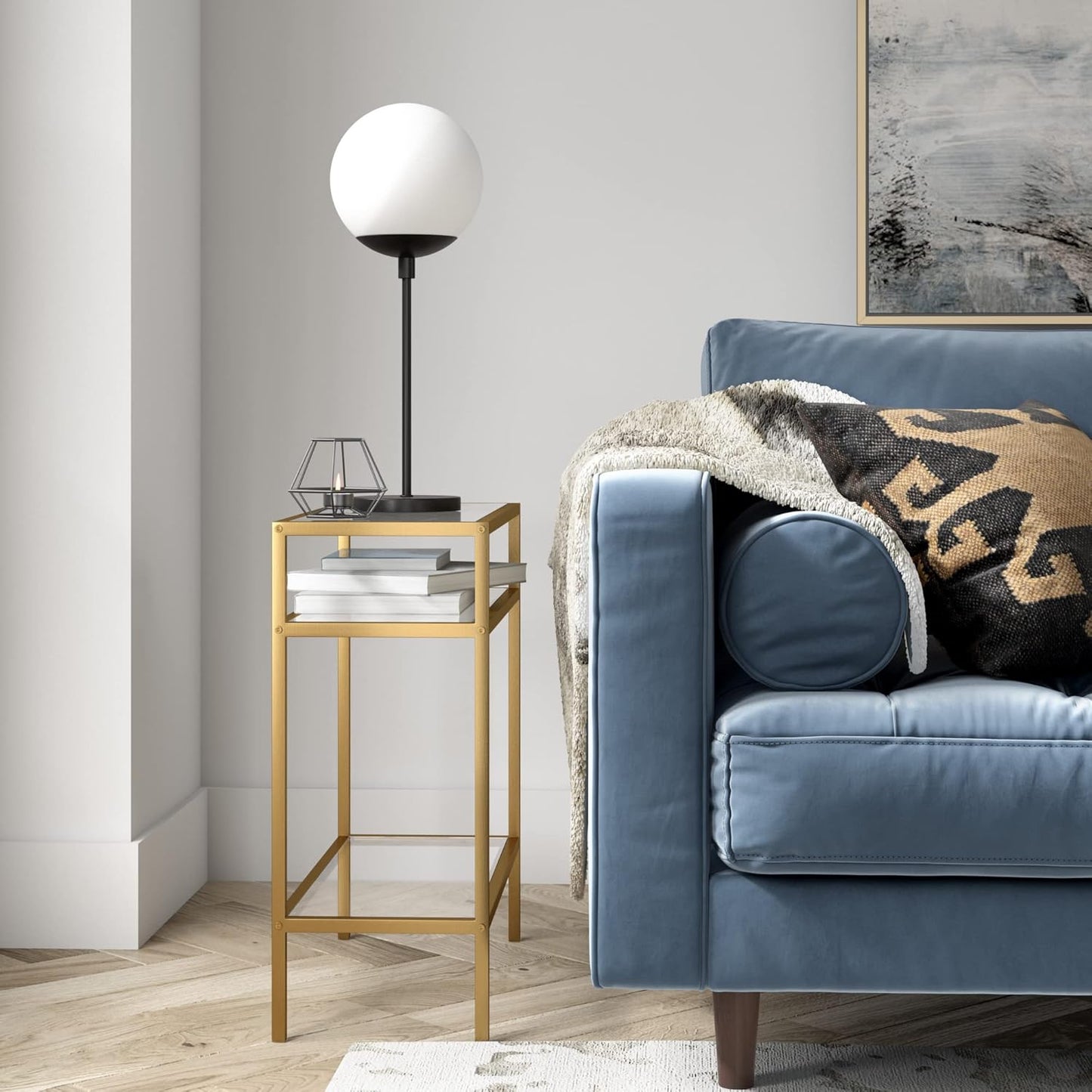 Henn&Hart Sivil Side Table, 24" Wide, Gold