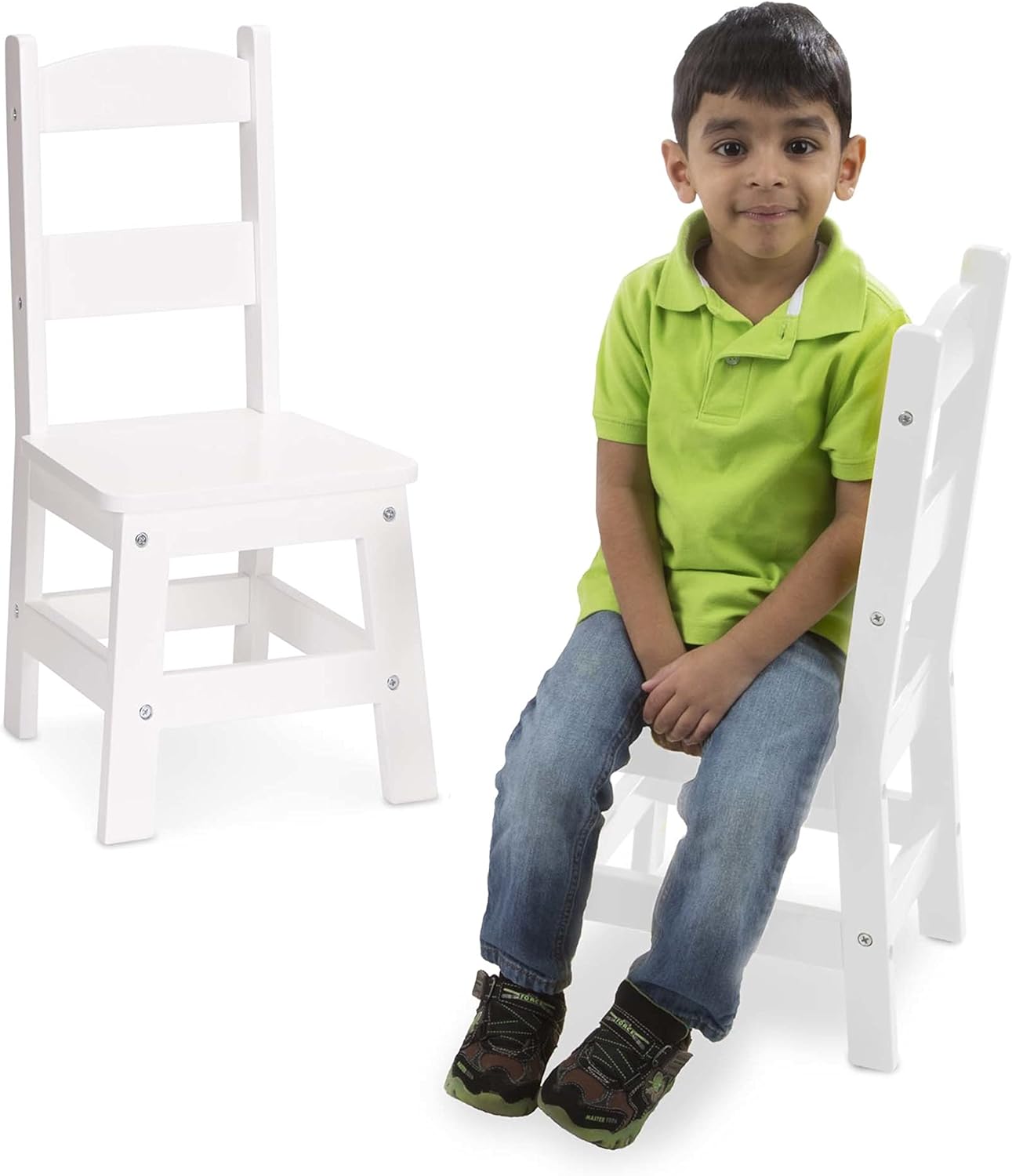 Melissa & Doug Wooden Chairs, Set of 2 - White Furniture for Playroom
