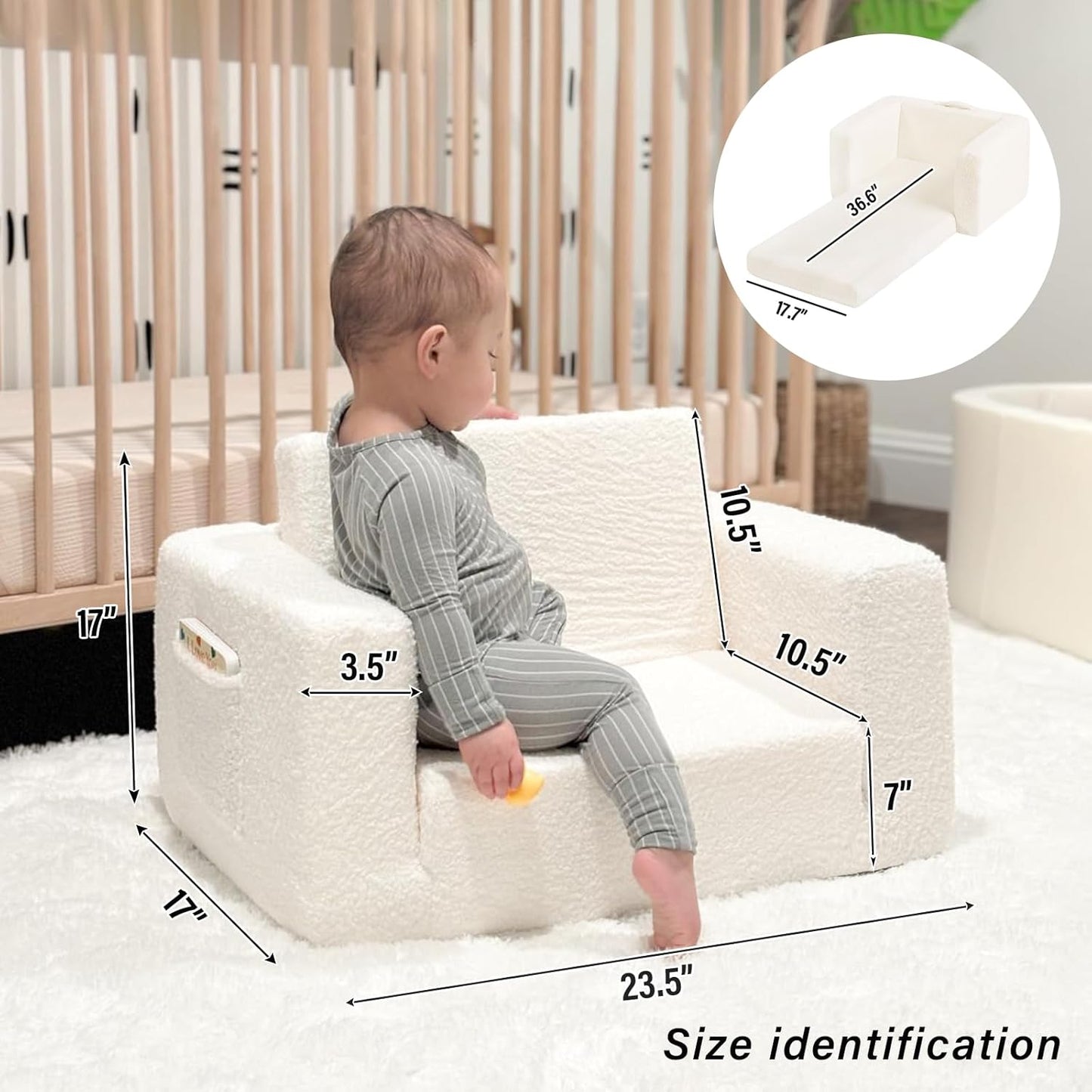 Tiita Kids Sofa Couch, Convertible Children Couch to Lounger, Toddler Comfy Sofa with Cute Graffiti Pattern Design for Girls and Boys, Graffiti