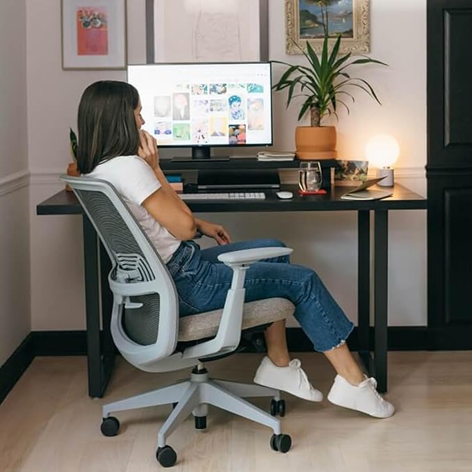 Haworth Soji Office Chair with Ergonomic Adjustments and Lumbar Support, Flexible Mesh Back (Carbon)