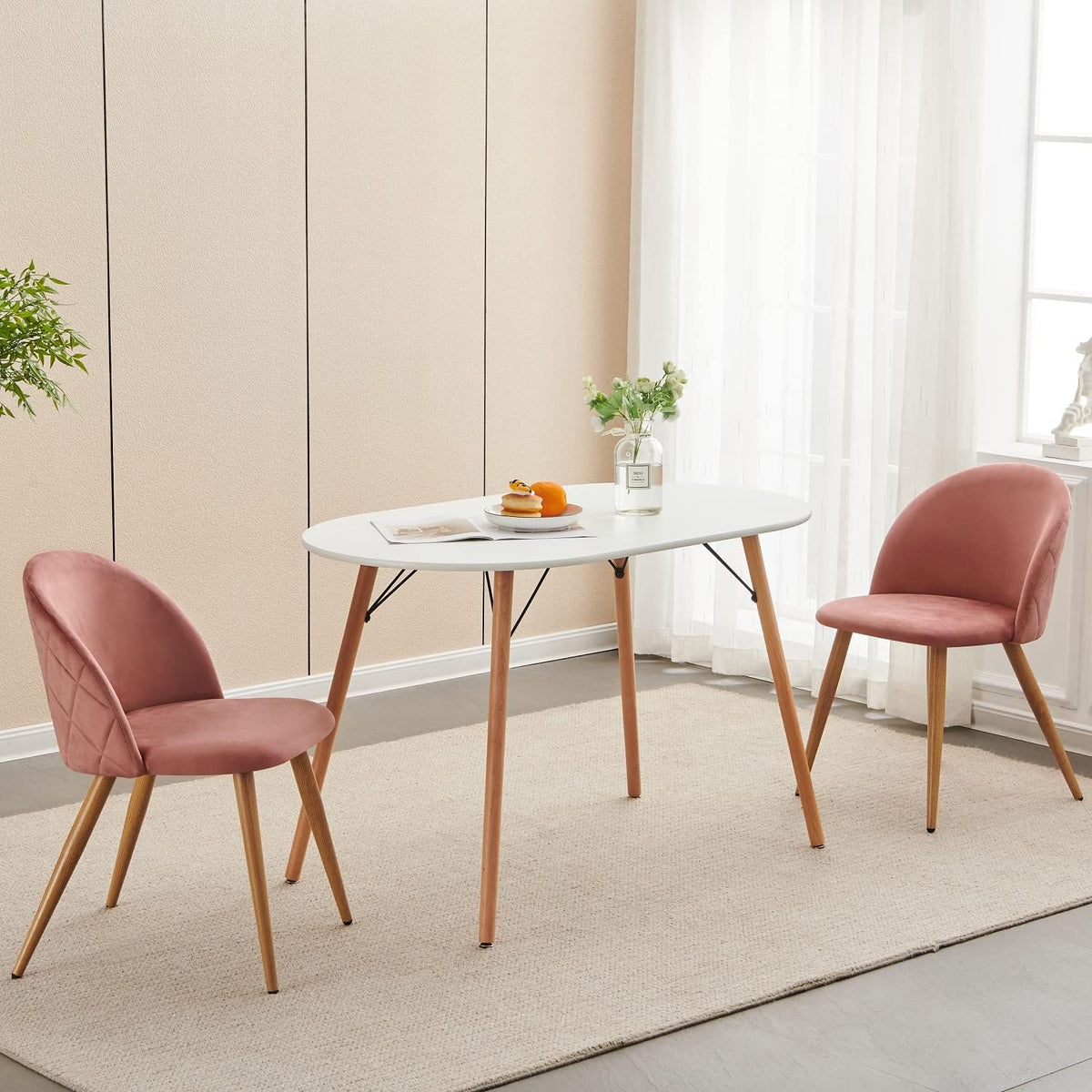 Homy Casa 47.2'' Kitchen Dining Table Minimalist Style Dining Table for Small Spaces Dining Livint Room Cafe, Simple Dinner Table in White, ONLY Table Included