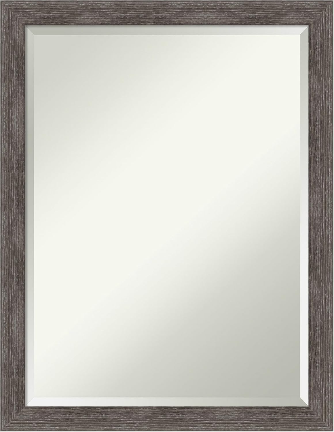 Amanti Art Grey Wall Mirror 27x21 Pinstripe Lead Grey Rectangle Bathroom Mirror for Wall Decor Living Room, Medium Modern Contemporary Wood Frame, Hangs Horizonally and Vertically, Bathroom Decor