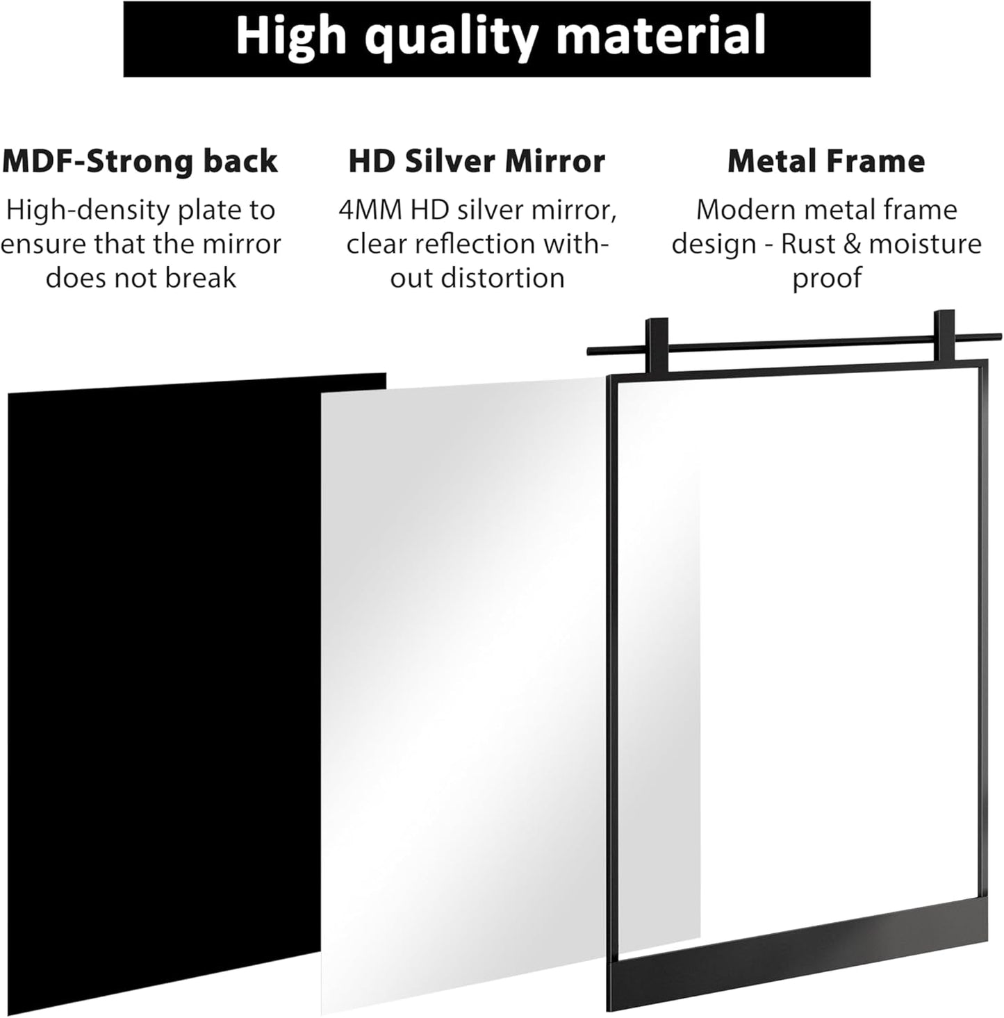 24x32 Inch Rectangle Bathroom Vanity Mirror for Wall Mounted Over Sink Farmhouse Rustic Matte Black Frame Barn Door Mirrors Foyer Entryway Decor