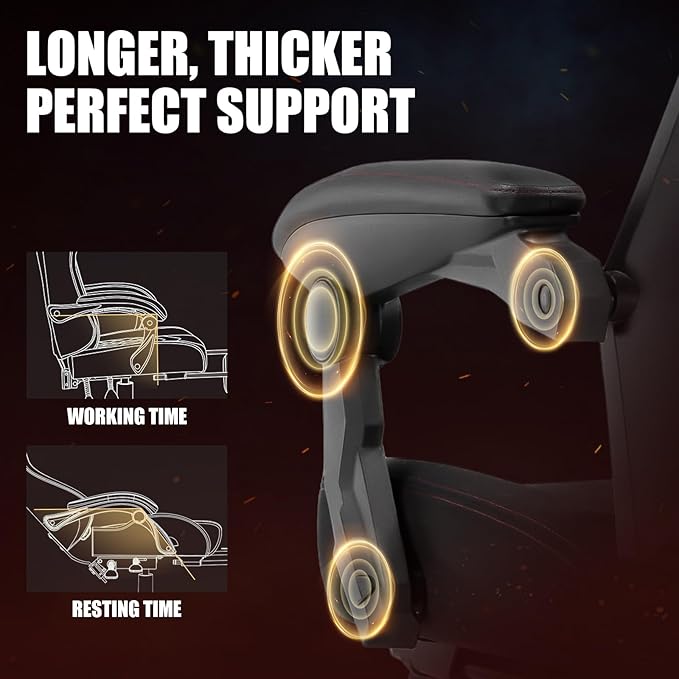 GTPLAYER Gaming Chair, Mesh Office Chairs with Footrest for Adults, Big and Tall Gamer Ergonomic Computer Chair with Height Adjustable (Red)