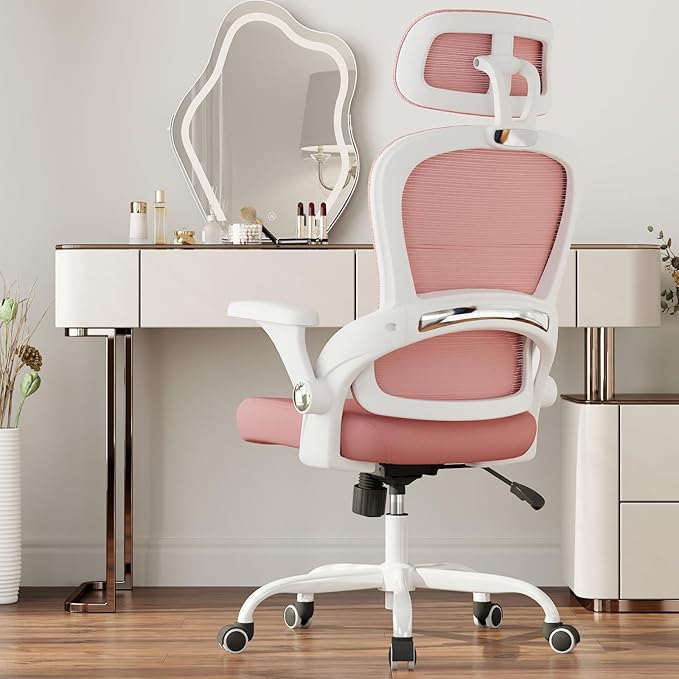TRALT Office Chair - Ergonomic Office Chair with Back Support, Computer Chair - Home Office Desk Chairs, 330lbs Wide Seat Big and Tall Office Chairs with Headrest, Comfy Desk Chairs (Pink)