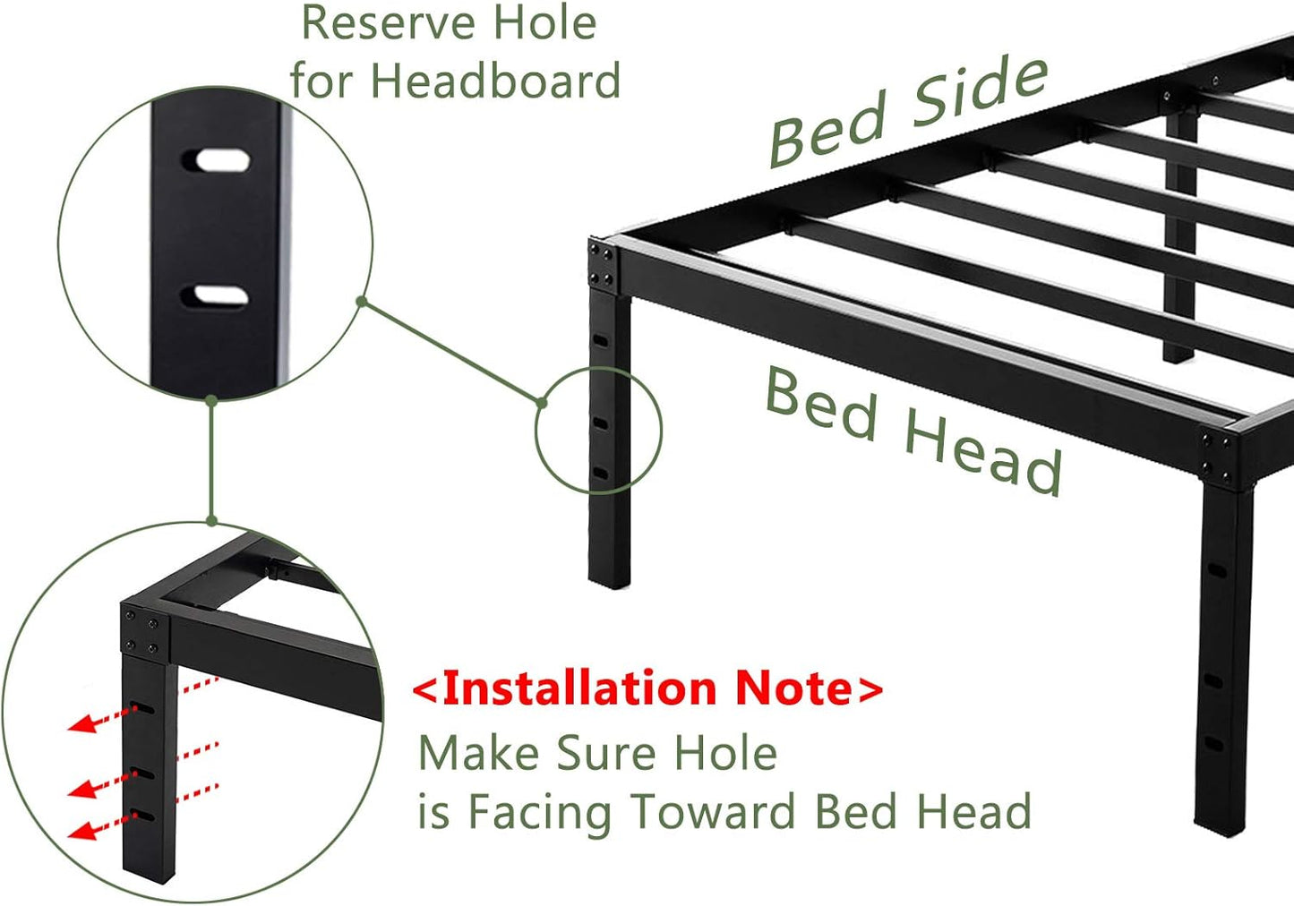45MinST 18 Inch Platform Bed Frame/Easy Assembly Mattress Foundation / 3000lbs Heavy Duty Steel Slat/Noise Free/No Box Spring Needed,Twin XL
