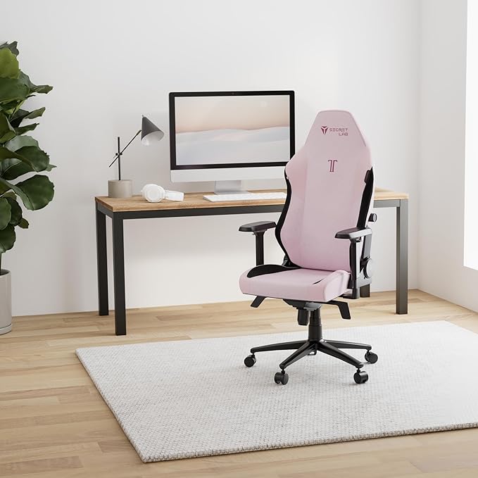 Secretlab Titan Evo Plush Pink Gaming Chair - Reclining, Ergonomic & Comfortable Computer Chair with 4D Armrests, Magnetic Head Pillow & 4-Way Lumbar Support - Pink - Fabric