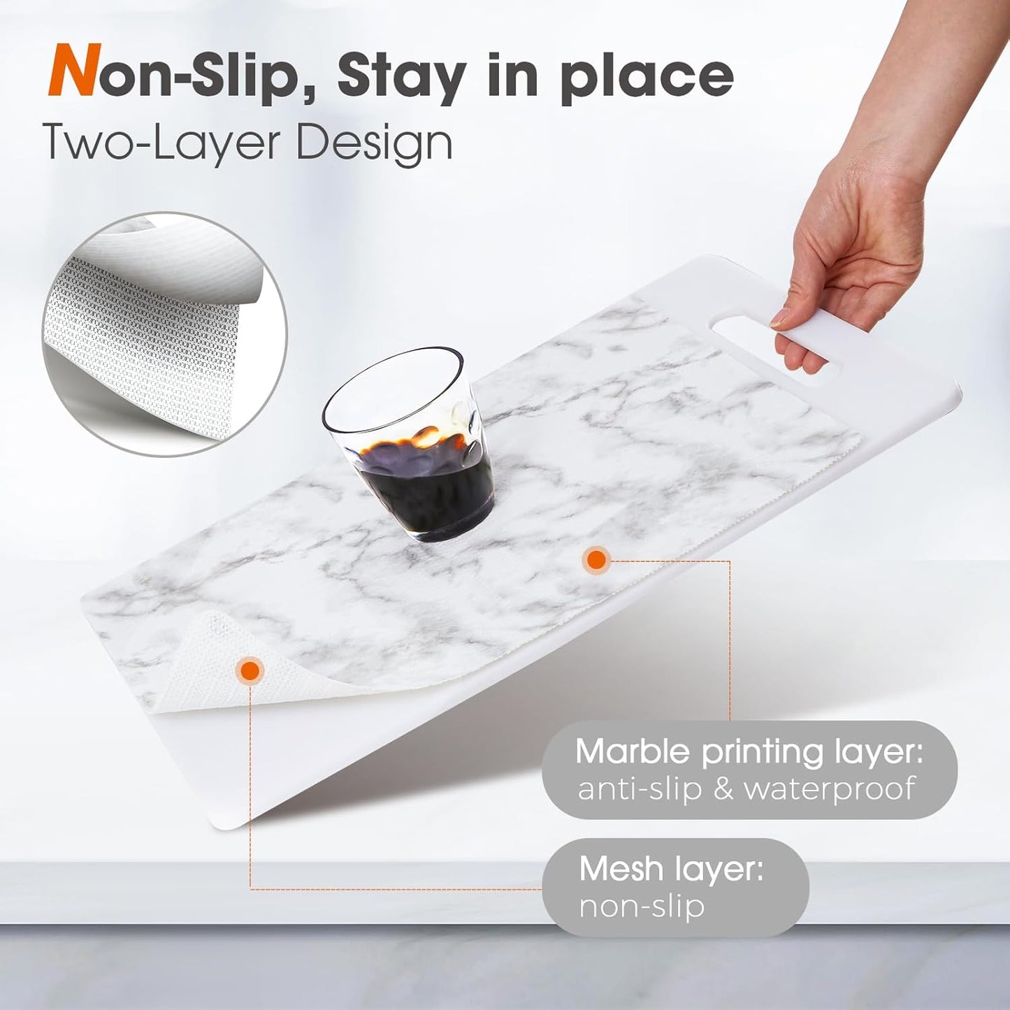 Beautysaid Shelf and Drawer Liner for Kitchen Cabinet, Non Adhesive Non Slip Shelf Paper Waterproof Washable Thickened for Dresser Pantry Shelve Bathroom Protector Liner(Marble,23.6 in x 20 FT)