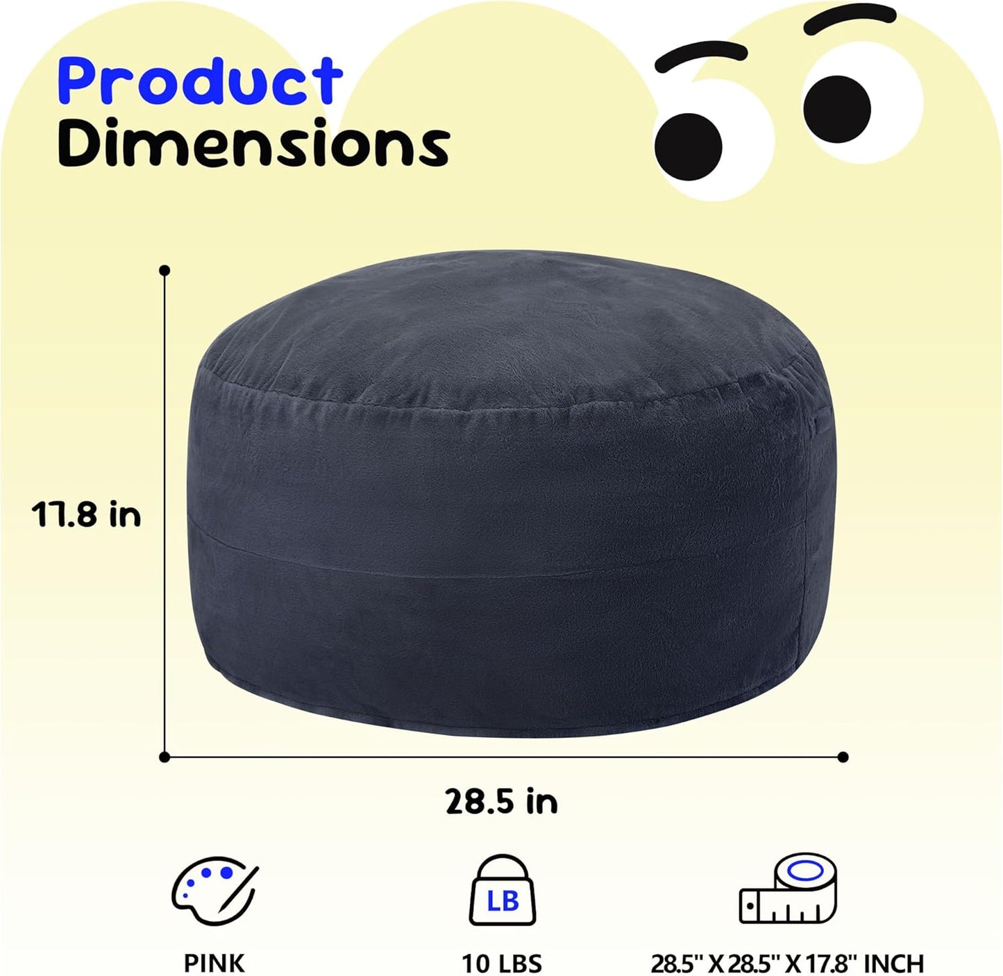 Hobestluk Bean Bag Chairs 2.5FT Beanbag Chair with Plush Faux Fur Cover Memory Foam Bean Bags, Small Bean Bag Chair for Living Room Bedroom, Playroom(Dark Grey)