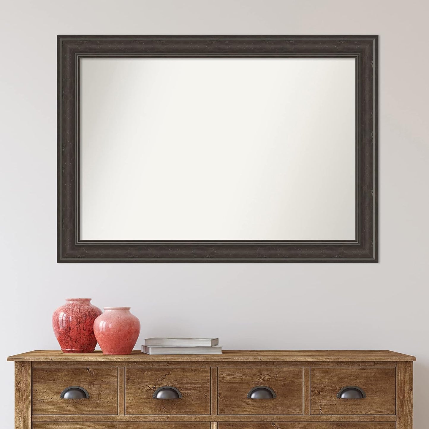 Amanti Art Brown Bathroom Mirror for Over Sink, 30x42 Shipwreck Greywash Rectangle Vanity Mirror, Large Traditional Frame, Hangs Horizonally and Vertically, Bathroom Wall Decor, Non-Beveled Edge