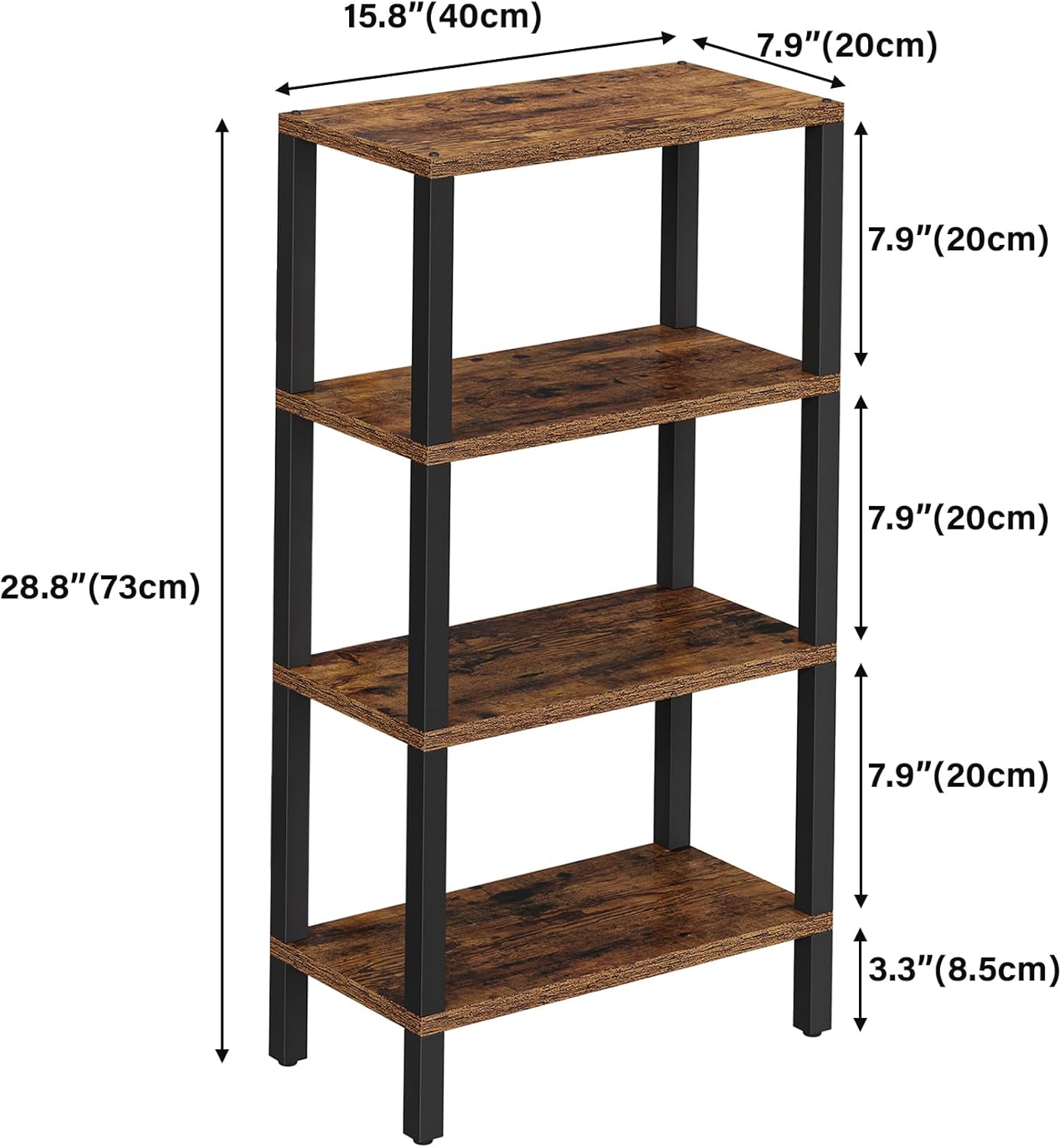 TUTOTAK Small Side Table, Narrow End Table, Skinny Sofa Table, Slim Nightstand, Couch Table, Living Room, Bed Room, Brown TB01BB0782